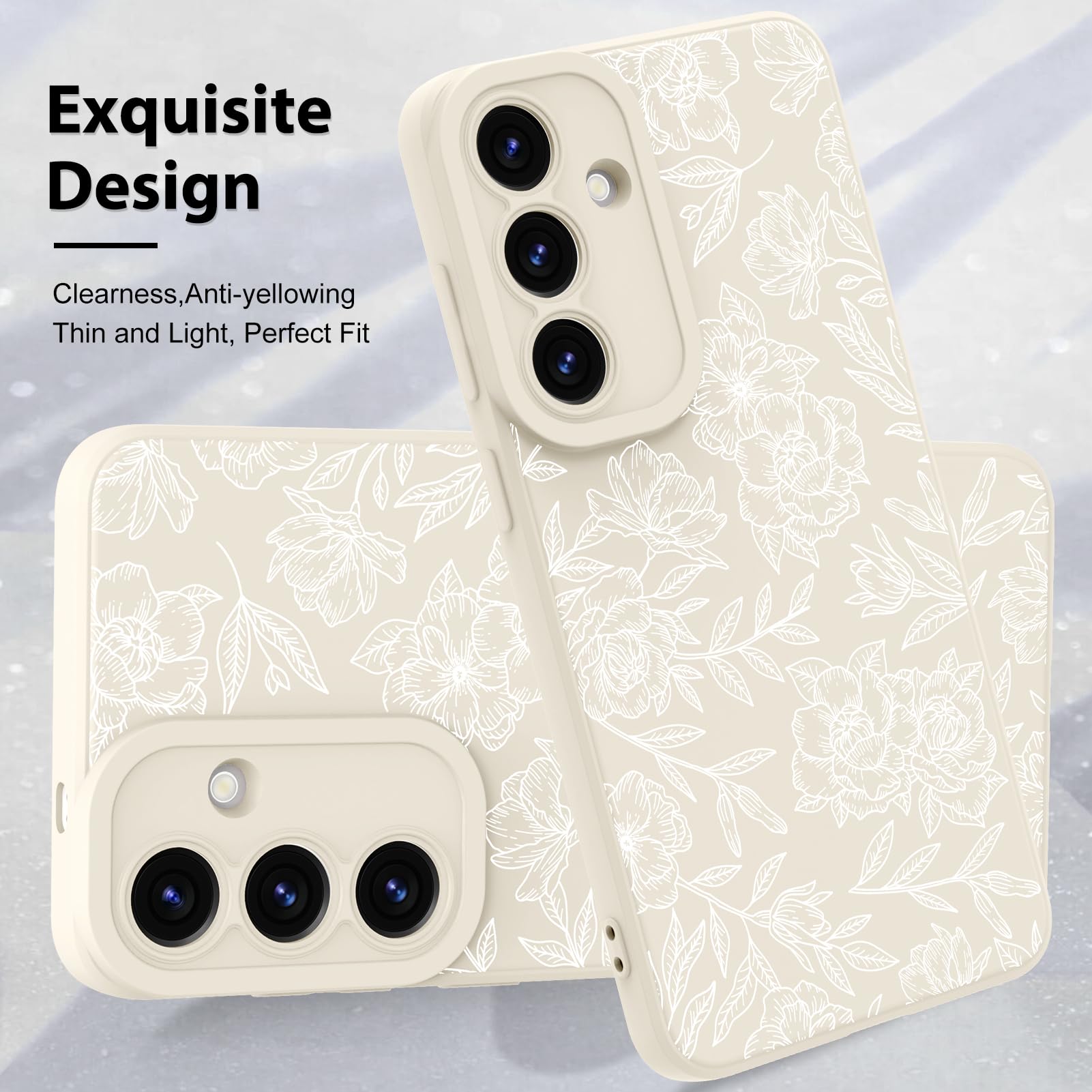 Foto 4 pulgar | Funda De Teléfono Mzelq Con Flores Florales De Silicona Para Samsung S25 Plus - Venta Internacional.