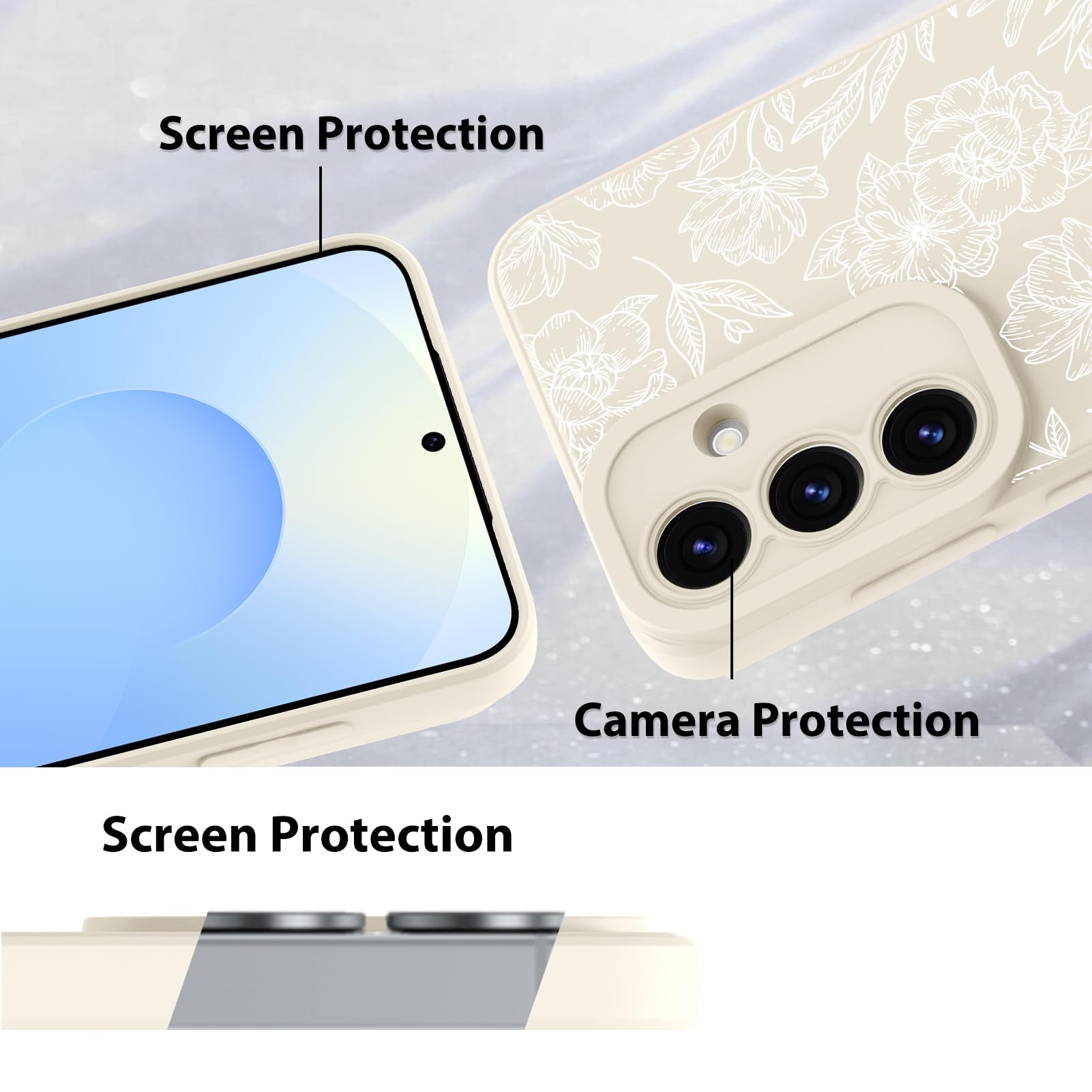 Foto 5 pulgar | Funda De Teléfono Mzelq Con Flores Florales De Silicona Para Samsung S25 Plus - Venta Internacional.