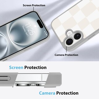 Foto 5 | Funda De Teléfono Kanghar Para Iphone 16, Estética A Cuadros, Gris Y Blanco - Venta Internacional.