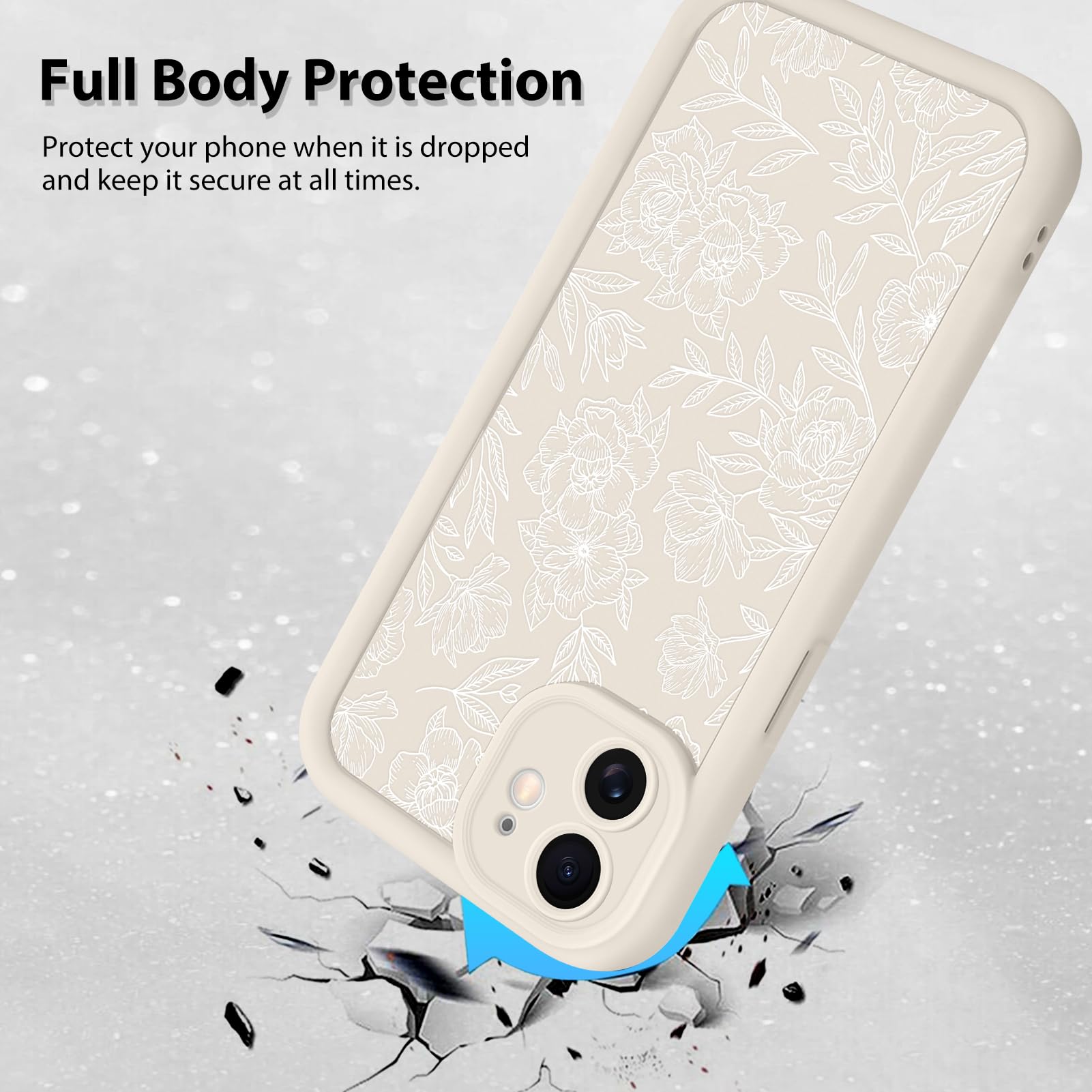 Foto 3 pulgar | Funda De Teléfono Mzelq Para Iphone 12 Con Flores Florales De Silicona, Color Blanco - Venta Internacional.