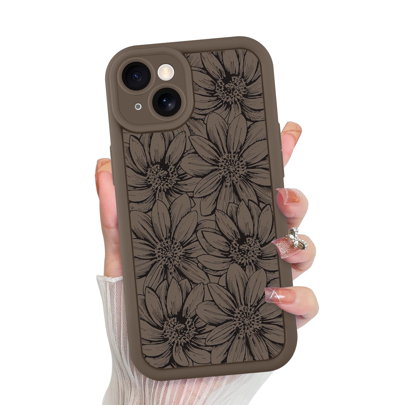 Foto 2 pulgar | Funda De Teléfono Mzelq Para Iphone 15 De Silicona Con Diseño Floral De Girasol - Venta Internacional.