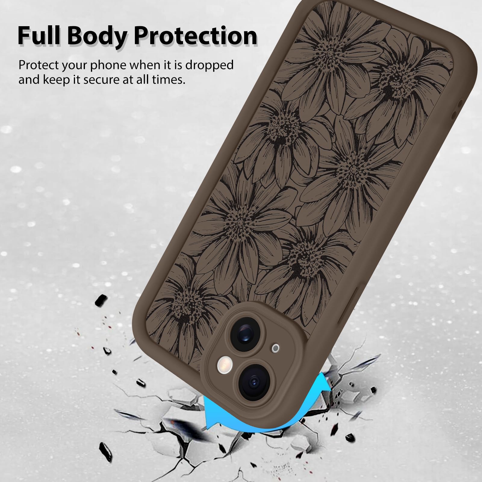 Foto 2 | Funda De Teléfono Mzelq Para Iphone 15 De Silicona Con Diseño Floral De Girasol - Venta Internacional.