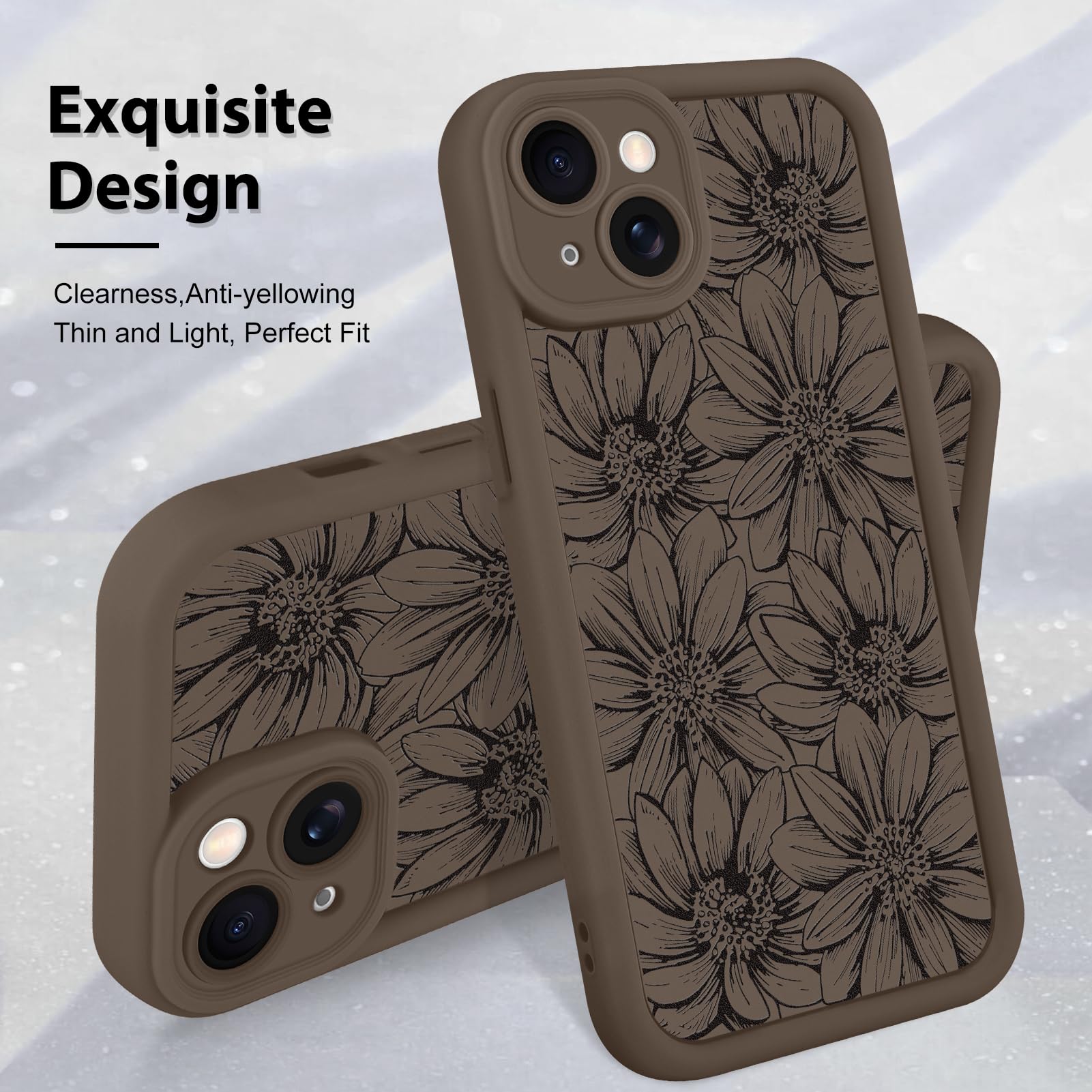 Foto 4 pulgar | Funda De Teléfono Mzelq Para Iphone 15 De Silicona Con Diseño Floral De Girasol - Venta Internacional.