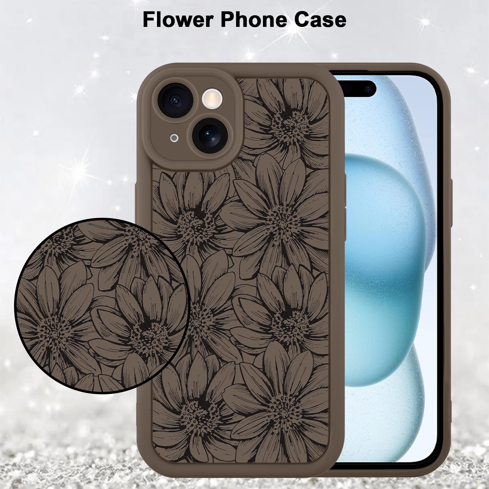 Foto 6 pulgar | Funda De Teléfono Mzelq Para Iphone 15 De Silicona Con Diseño Floral De Girasol - Venta Internacional.