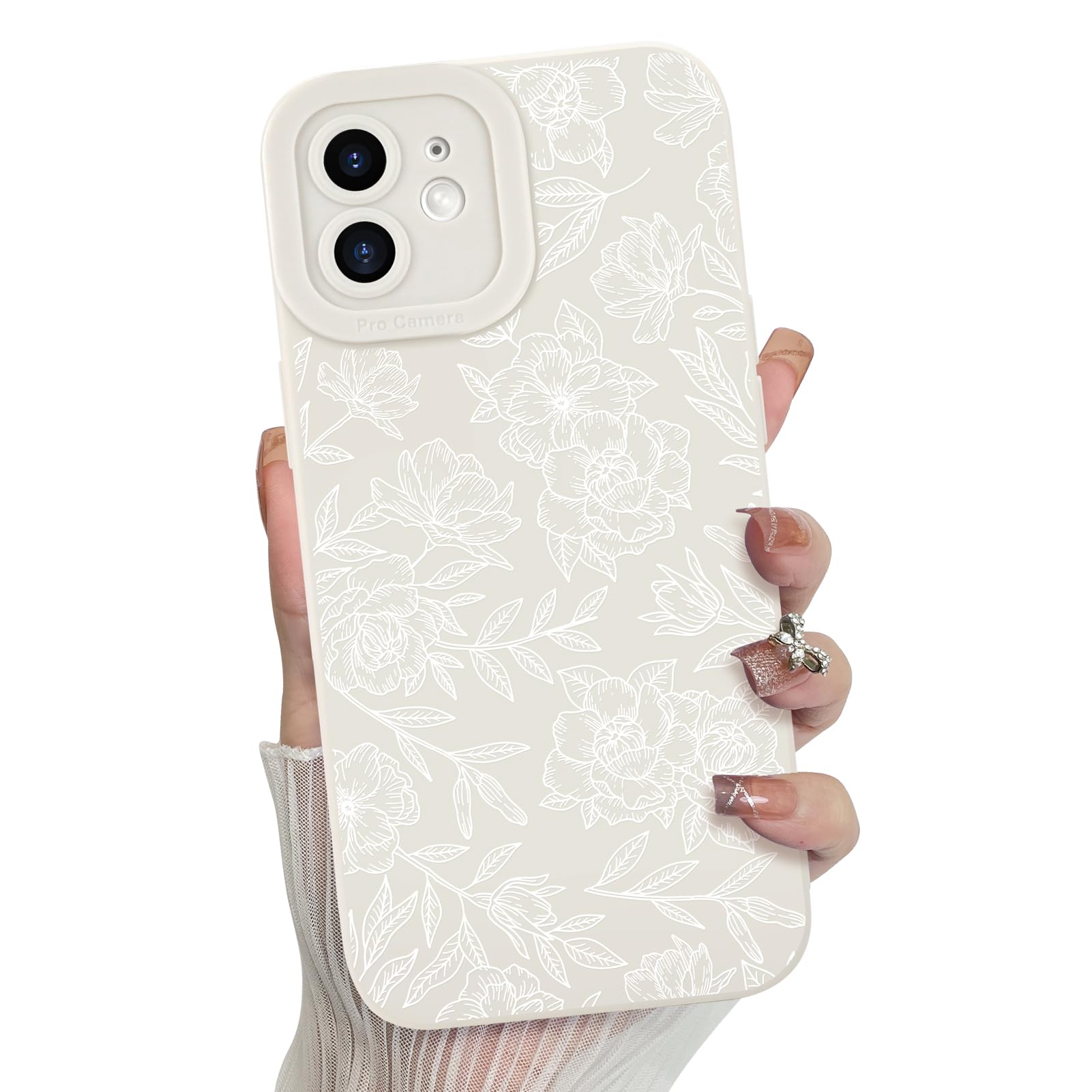 Foto 2 pulgar | Funda De Teléfono Mzelq Para Iphone 12 De Silicona Con Flores Y Rosas - Venta Internacional.