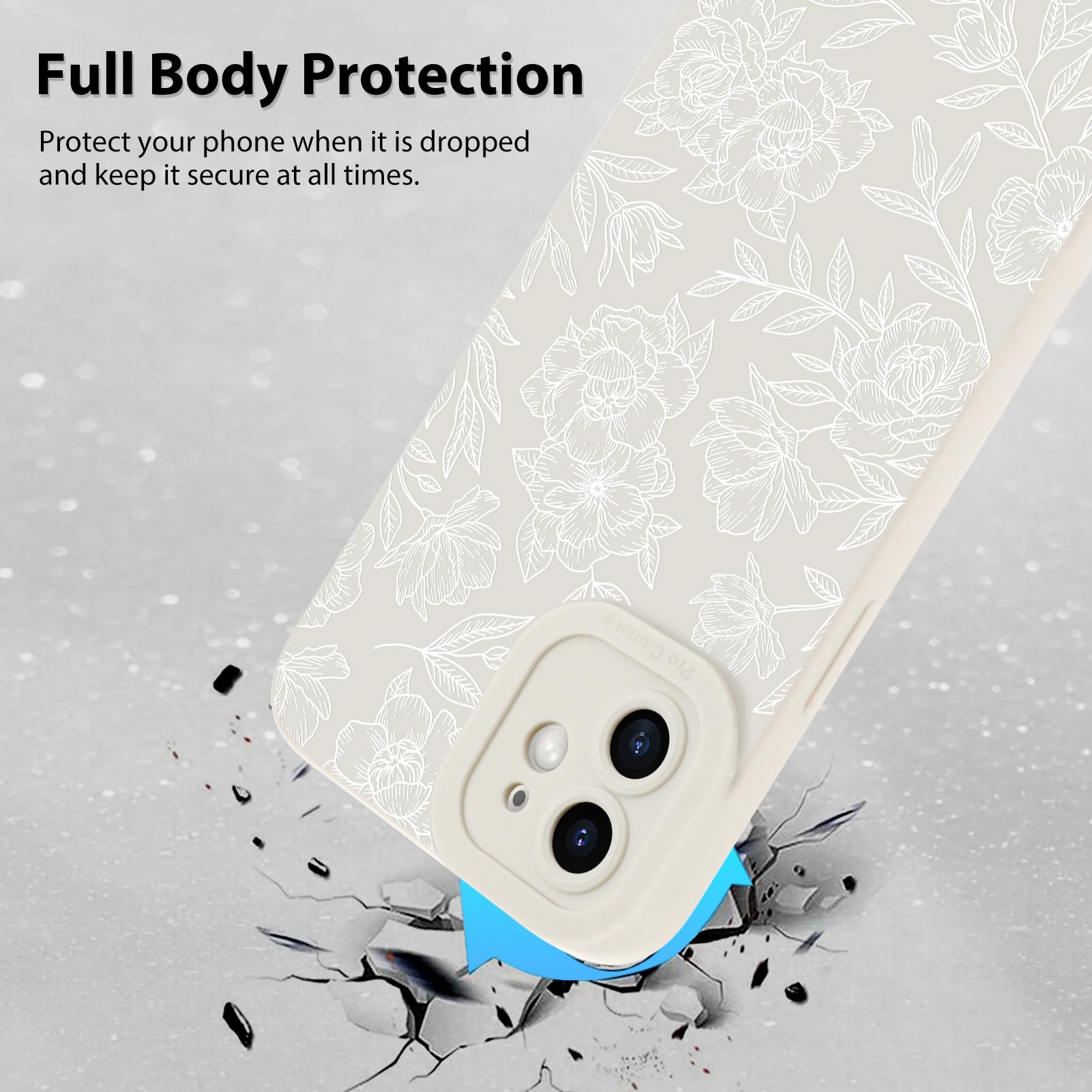 Foto 3 pulgar | Funda De Teléfono Mzelq Para Iphone 12 De Silicona Con Flores Y Rosas - Venta Internacional.