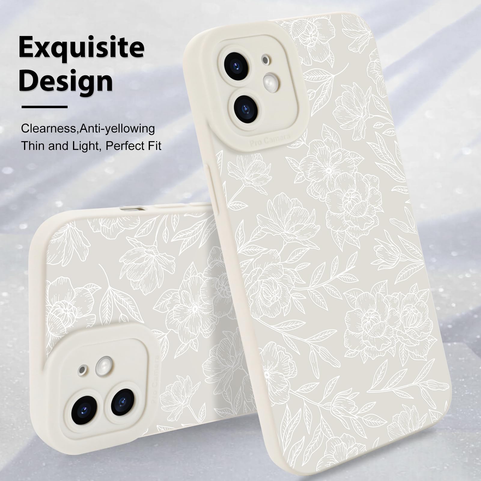 Foto 4 pulgar | Funda De Teléfono Mzelq Para Iphone 12 De Silicona Con Flores Y Rosas - Venta Internacional.