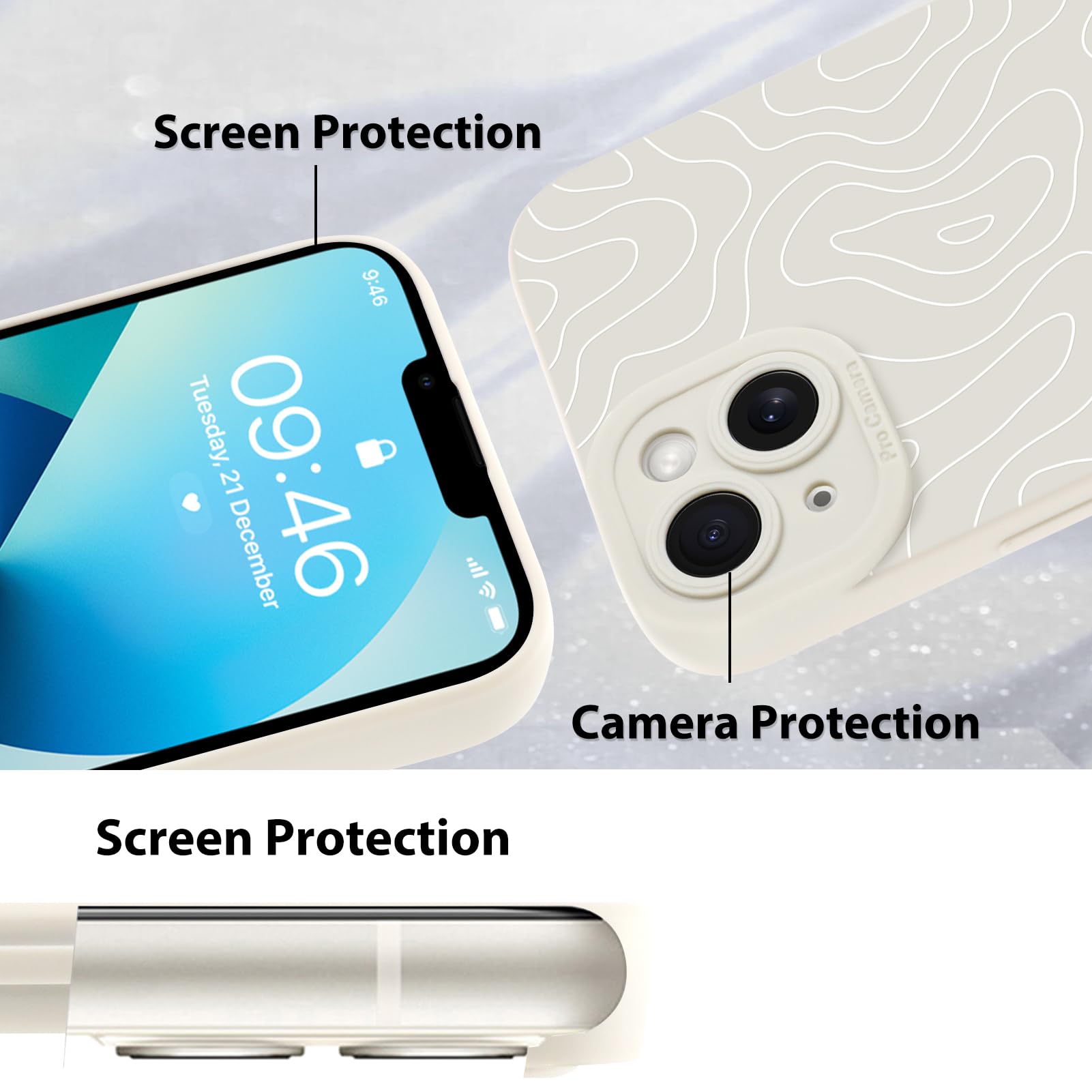 Foto 4 | Funda De Teléfono Mzelq Para Iphone 13 Silicone Wave Ripple White - Venta Internacional.