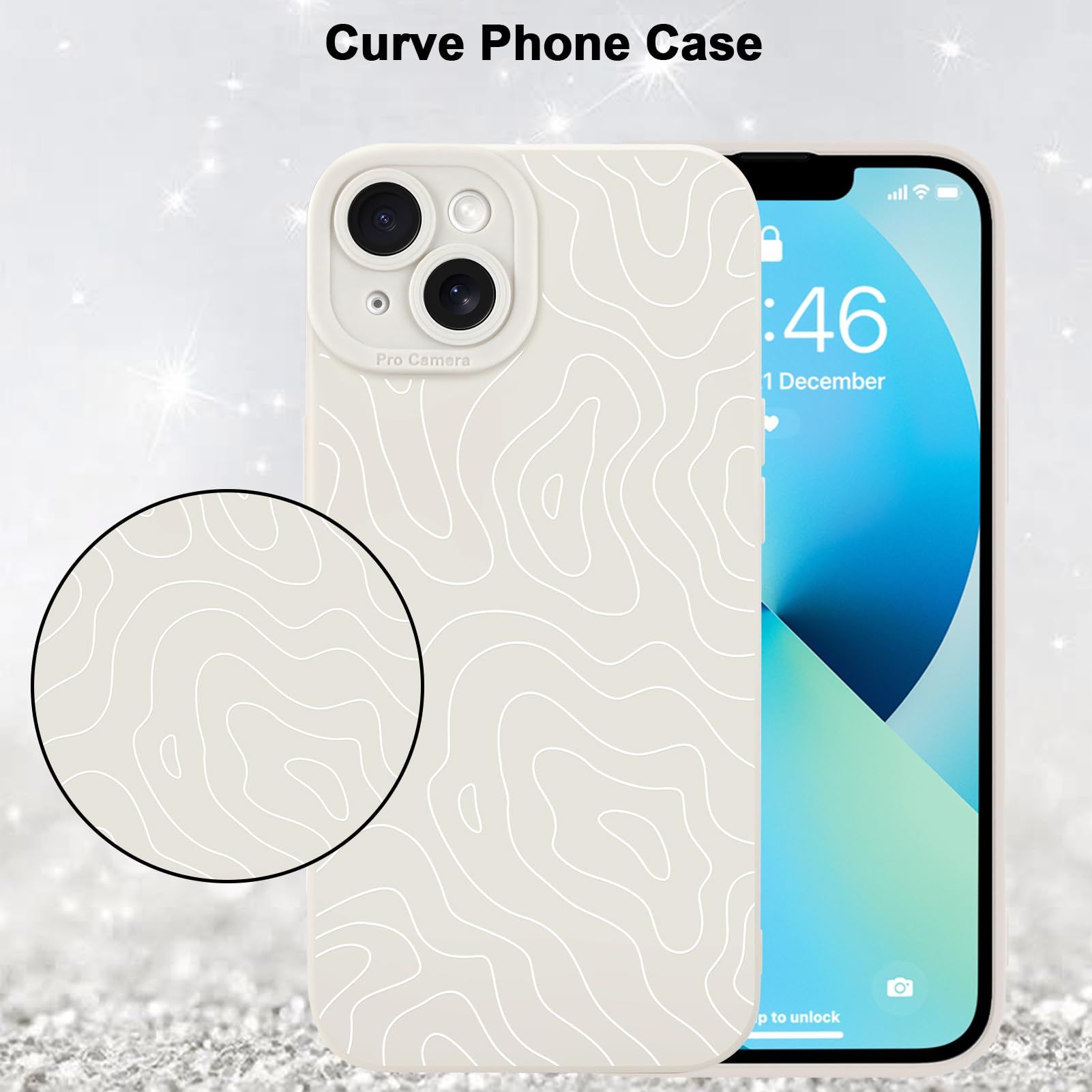 Foto 6 pulgar | Funda De Teléfono Mzelq Para Iphone 13 Silicone Wave Ripple White - Venta Internacional.