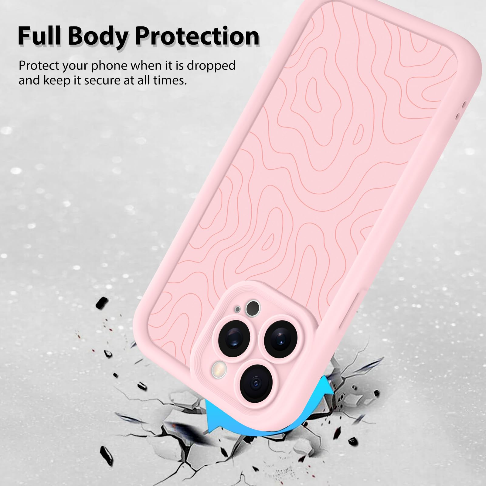 Foto 3 pulgar | Funda De Teléfono Mzelq Silicone Wave Ripple Para Iphone 15 Pro Max, Color Rosa - Venta Internacional.