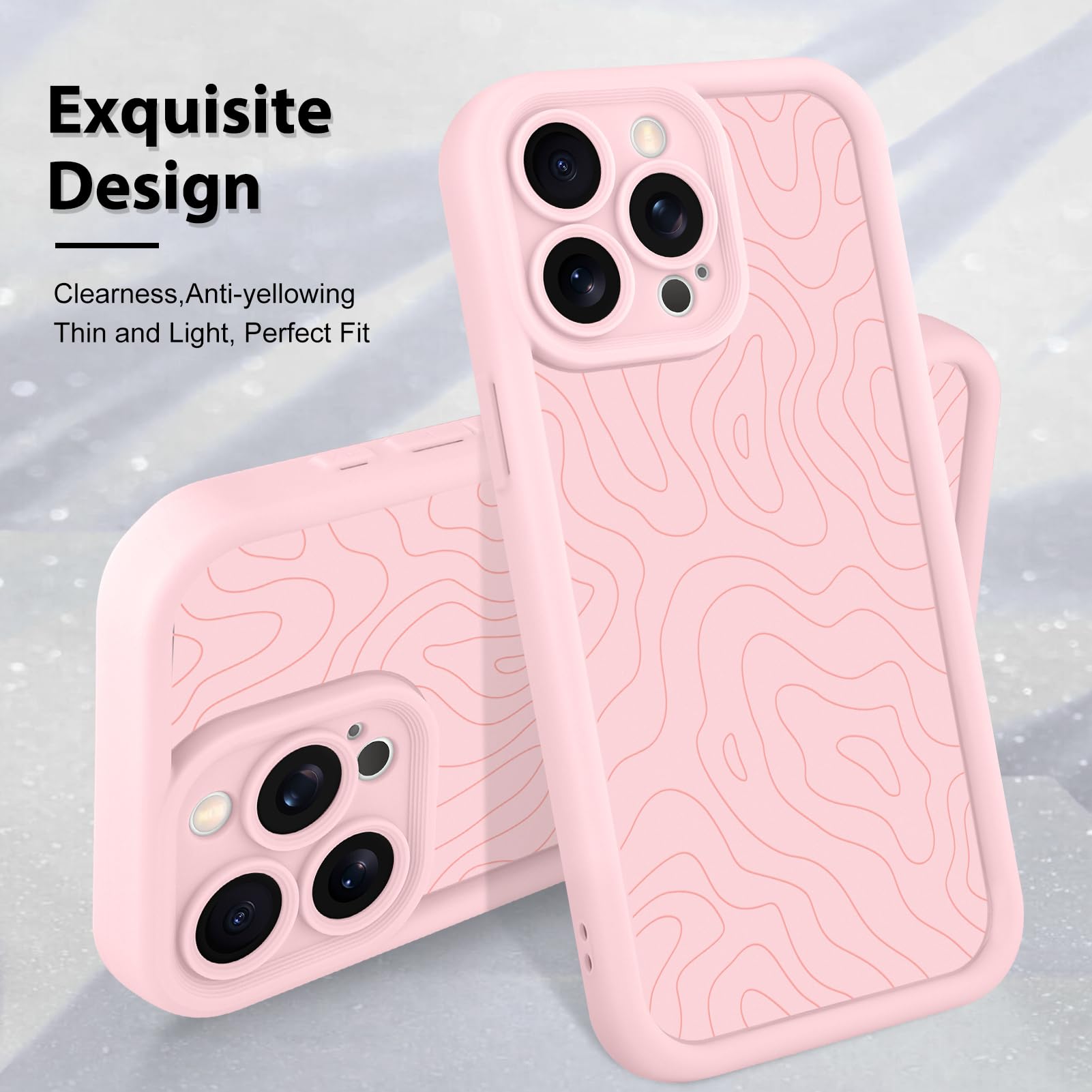 Foto 4 pulgar | Funda De Teléfono Mzelq Silicone Wave Ripple Para Iphone 15 Pro Max, Color Rosa - Venta Internacional.