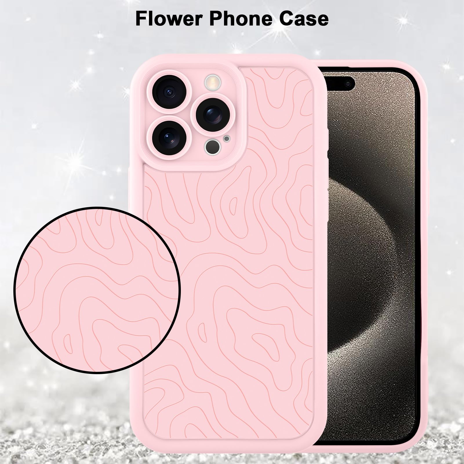 Foto 6 pulgar | Funda De Teléfono Mzelq Silicone Wave Ripple Para Iphone 15 Pro Max, Color Rosa - Venta Internacional.