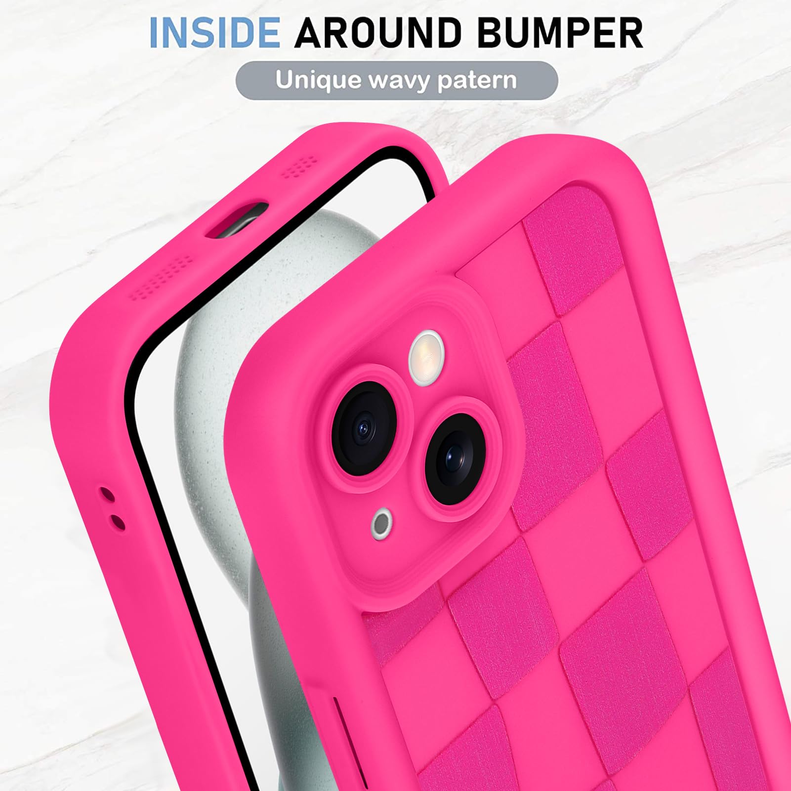 Foto 5 pulgar | Funda De Teléfono Kanghar Compatible Con Iphone 15 De Silicona, Color Rosa Intenso - Venta Internacional.