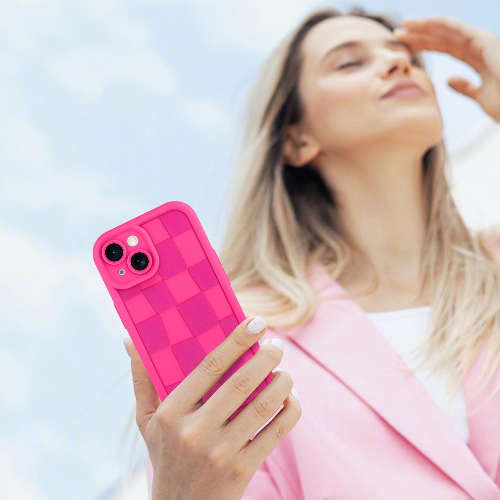 Foto 7 pulgar | Funda De Teléfono Kanghar Compatible Con Iphone 15 De Silicona, Color Rosa Intenso - Venta Internacional.