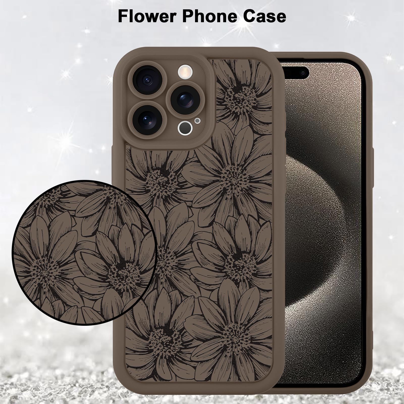 Foto 6 pulgar | Funda De Teléfono Mzelq Para Iphone 15 Pro Max De Silicona, Color Marrón Girasol - Venta Internacional.