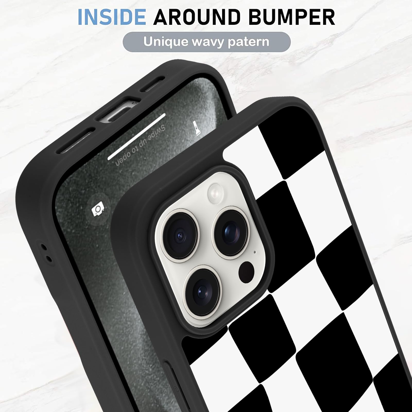 Foto 4 | Funda De Teléfono Kanghar Para Iphone 15 Pro Max Con Estampado De Cuadros - Venta Internacional.