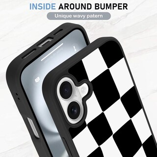 Foto 4 | Funda De Teléfono Kanghar Para Iphone 16, Estética A Cuadros, Negra - Venta Internacional.