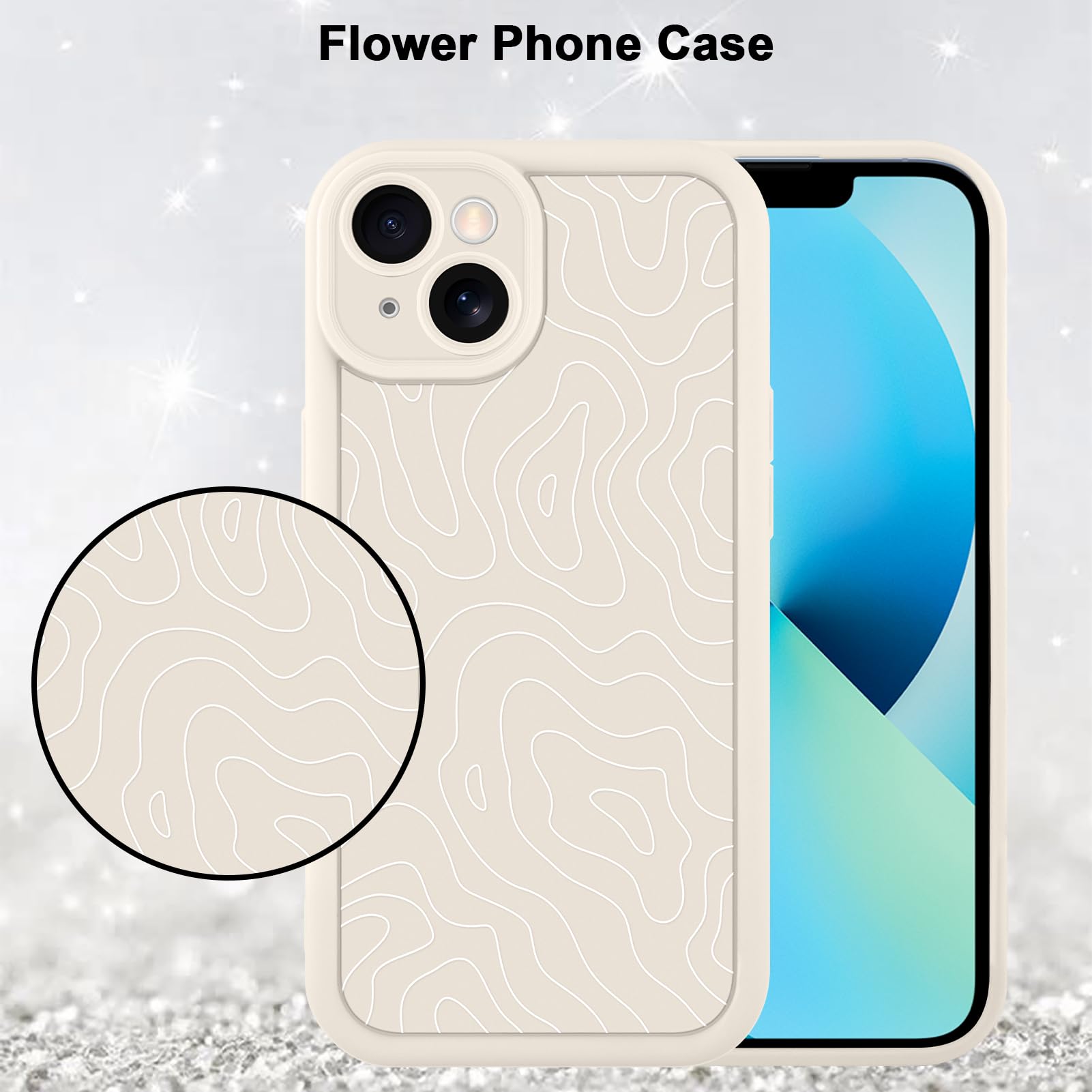 Foto 5 | Funda De Teléfono Mzelq Para Iphone 13 Silicone Wave Ripple White - Venta Internacional.