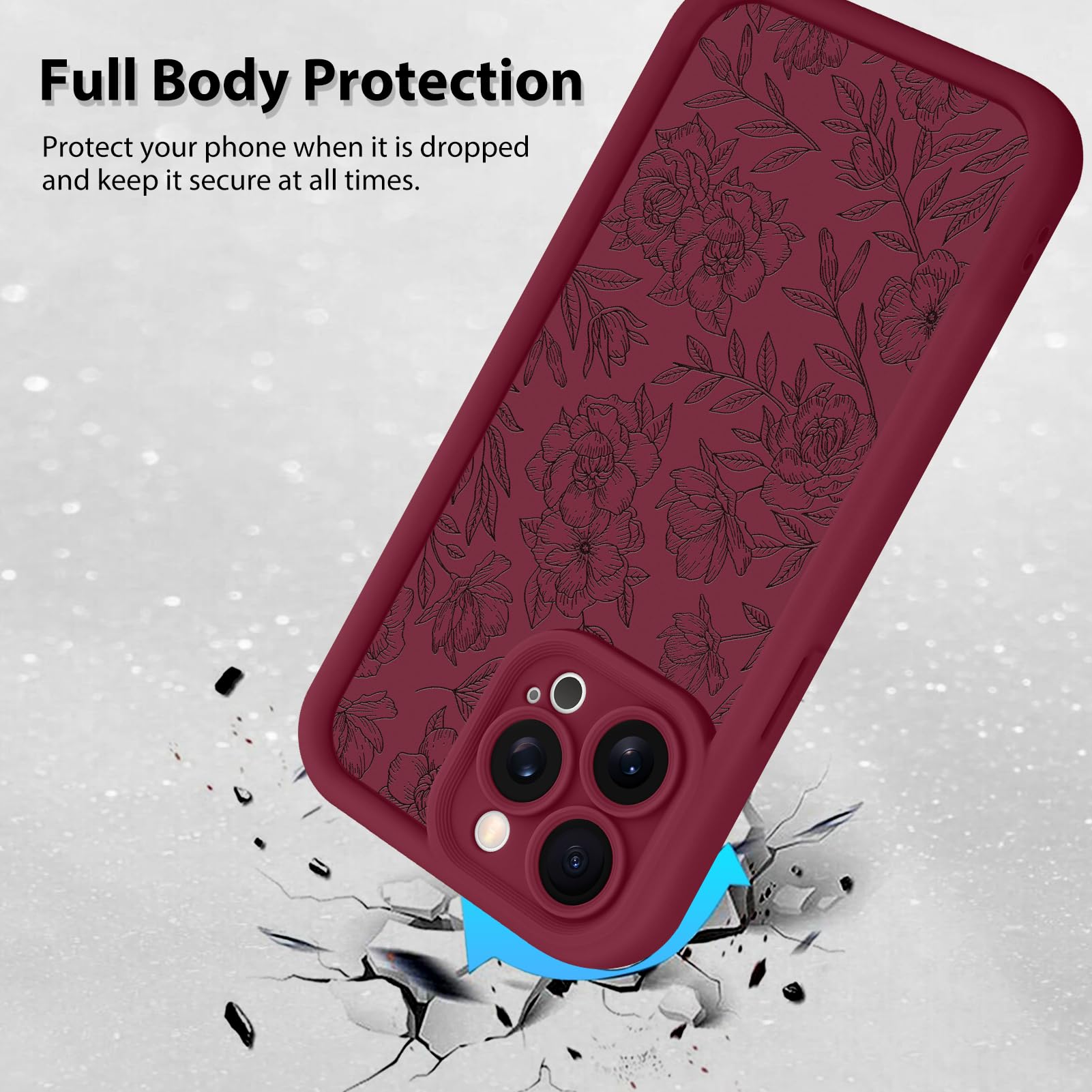 Foto 2 | Funda De Teléfono Mzelq Para Iphone 15 Pro Max De Silicona Con Estampado Floral Rojo - Venta Internacional.