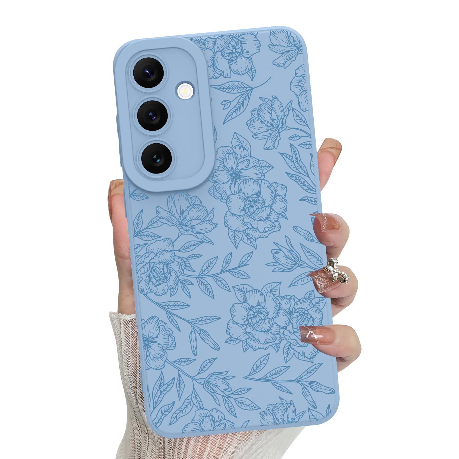 Foto 2 pulgar | Funda De Teléfono Mzelq Con Flores Florales De Silicona Para Samsung S24 Fe - Venta Internacional.