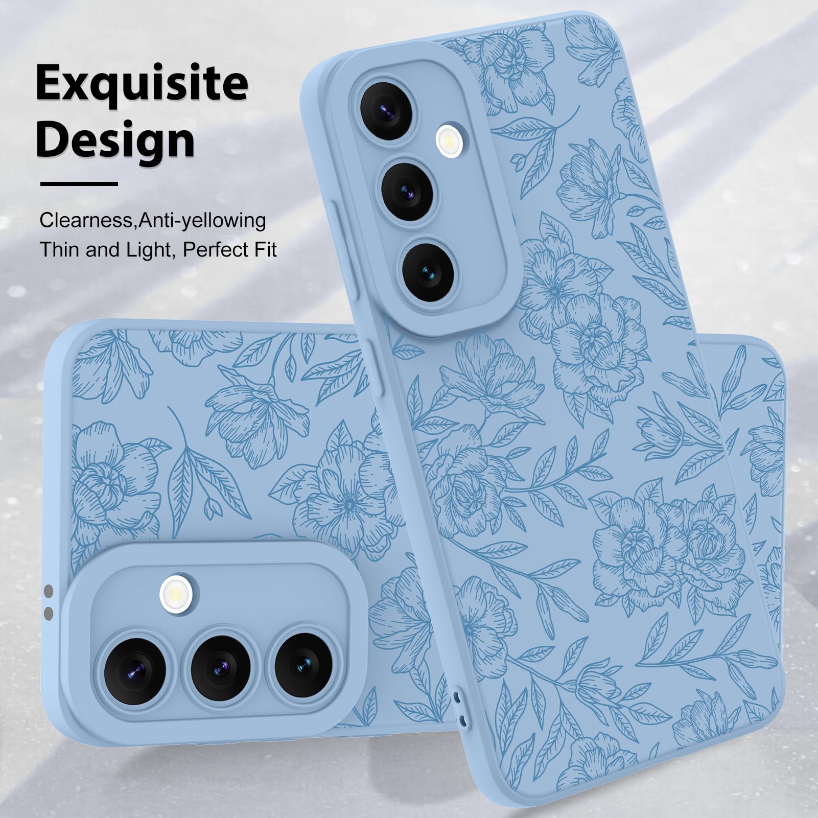 Foto 4 pulgar | Funda De Teléfono Mzelq Con Flores Florales De Silicona Para Samsung S24 Fe - Venta Internacional.
