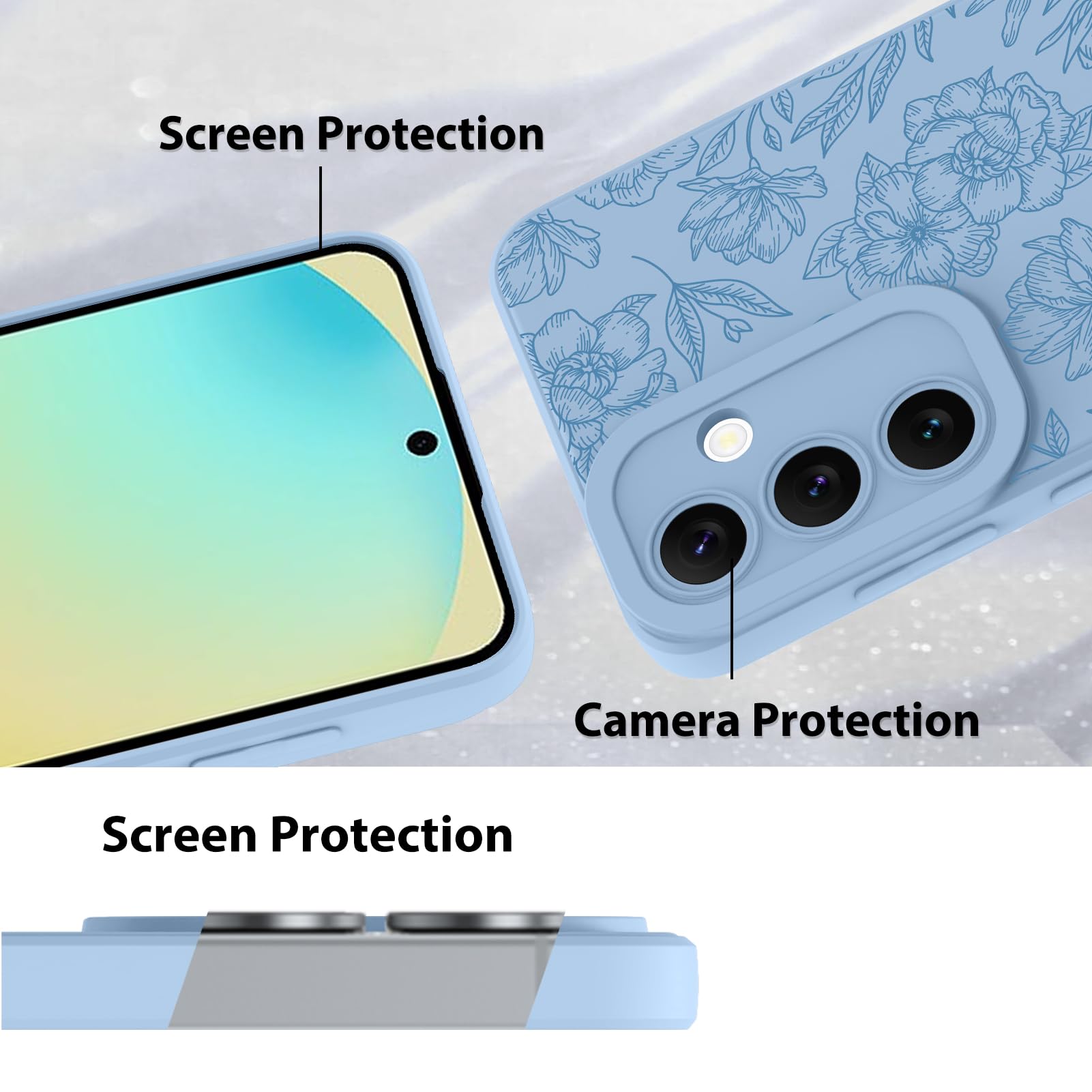 Foto 5 pulgar | Funda De Teléfono Mzelq Con Flores Florales De Silicona Para Samsung S24 Fe - Venta Internacional.