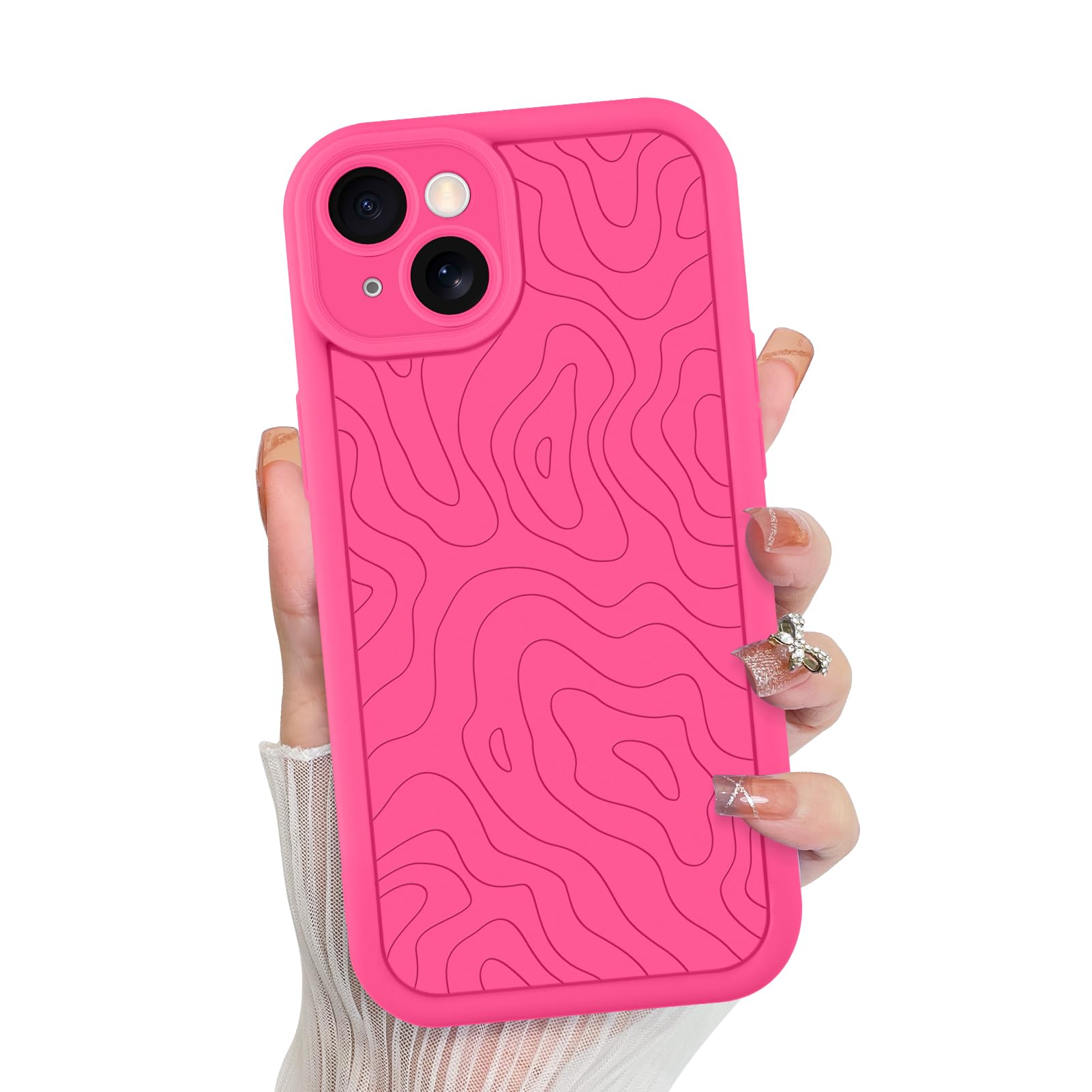 Funda De Teléfono Mzelq Para Iphone 15 De Silicona A Prueba De Golpes, Color Rosa Intenso - Venta Internacional.