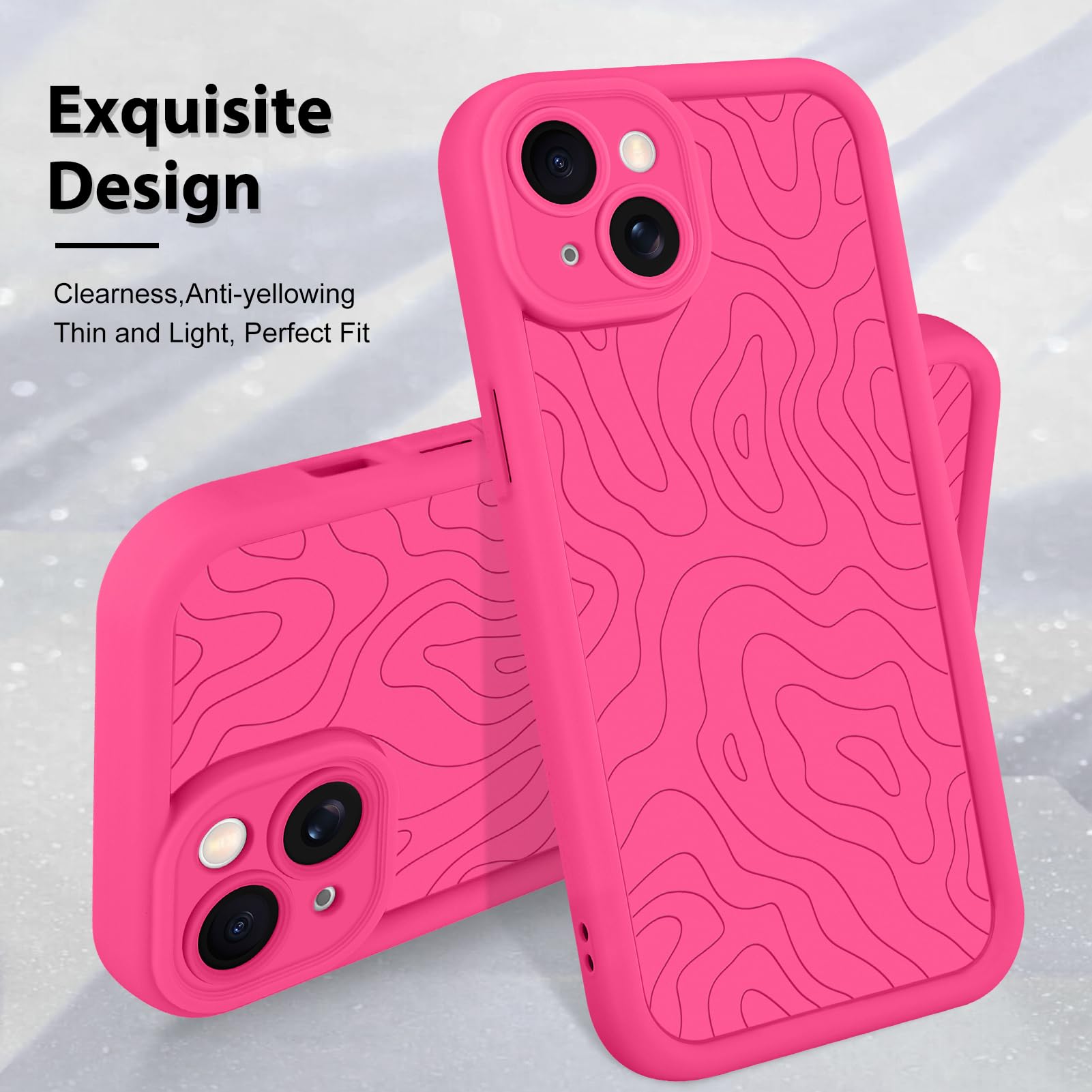 Foto 3 | Funda De Teléfono Mzelq Para Iphone 15 De Silicona A Prueba De Golpes, Color Rosa Intenso - Venta Internacional.
