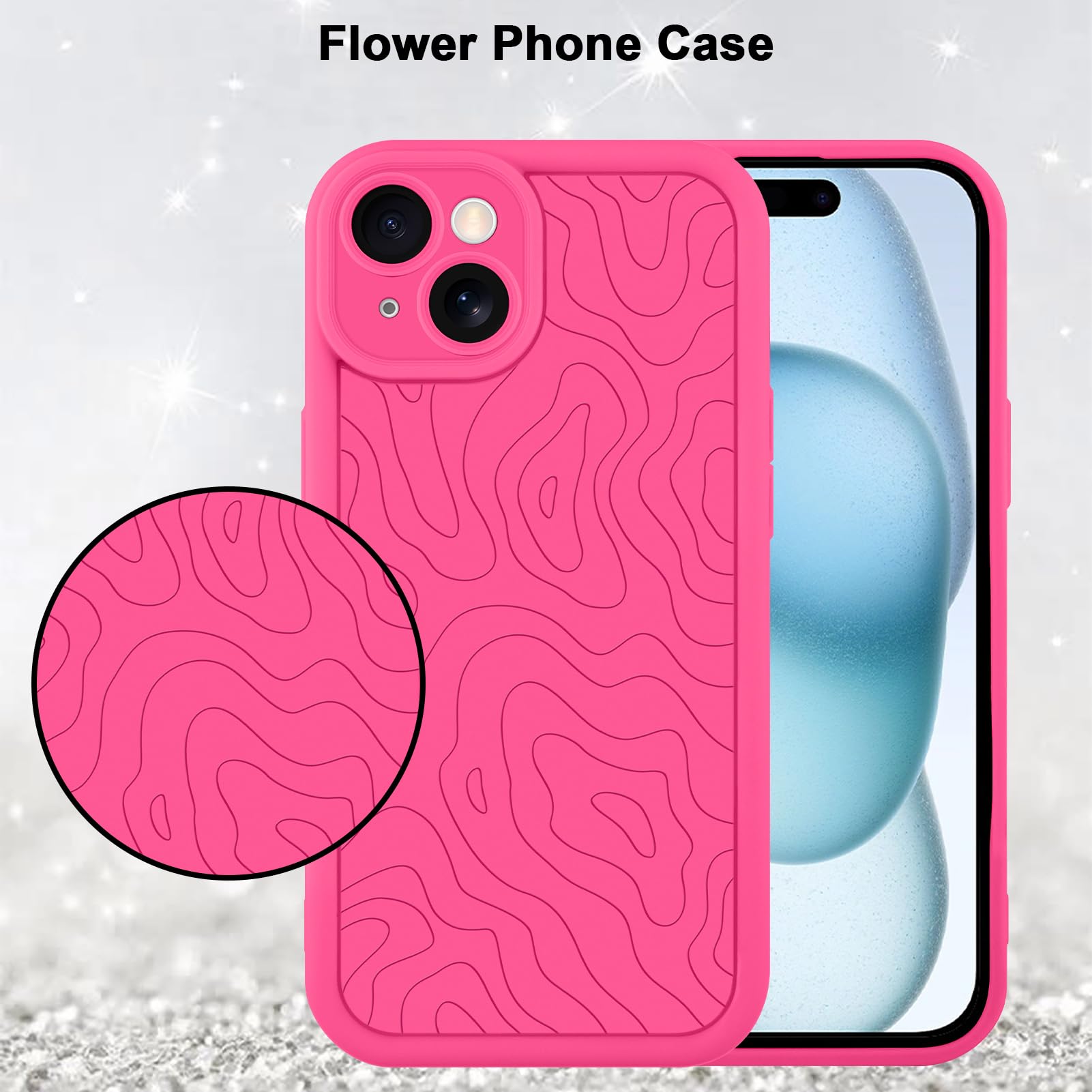 Foto 5 | Funda De Teléfono Mzelq Para Iphone 15 De Silicona A Prueba De Golpes, Color Rosa Intenso - Venta Internacional.