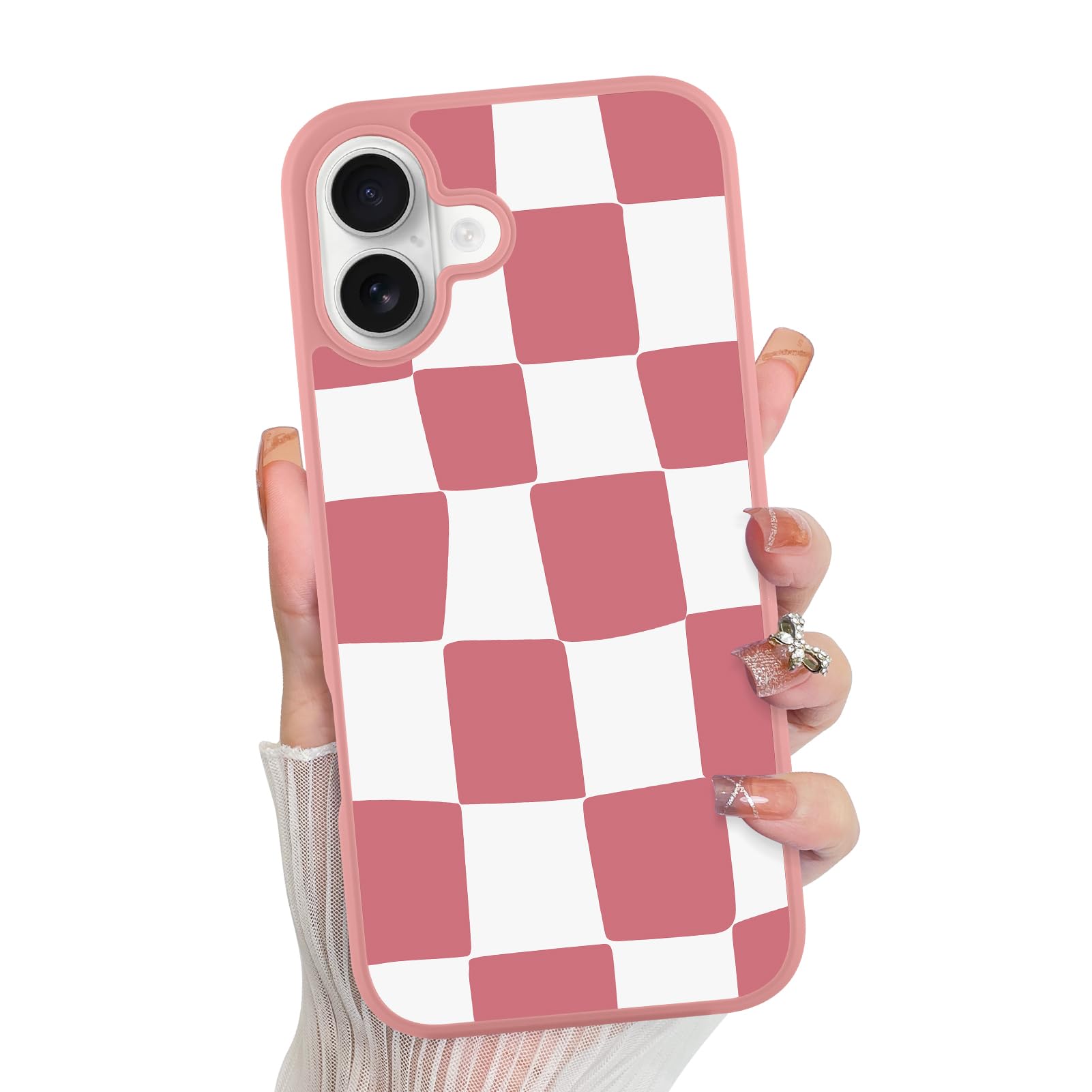 Funda De Teléfono Kanghar Para Iphone 16, Diseño A Cuadros, Color Rosa - Venta Internacional.