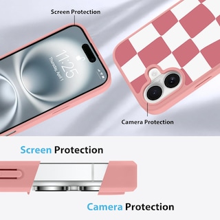 Foto 5 | Funda De Teléfono Kanghar Para Iphone 16, Diseño A Cuadros, Color Rosa - Venta Internacional.