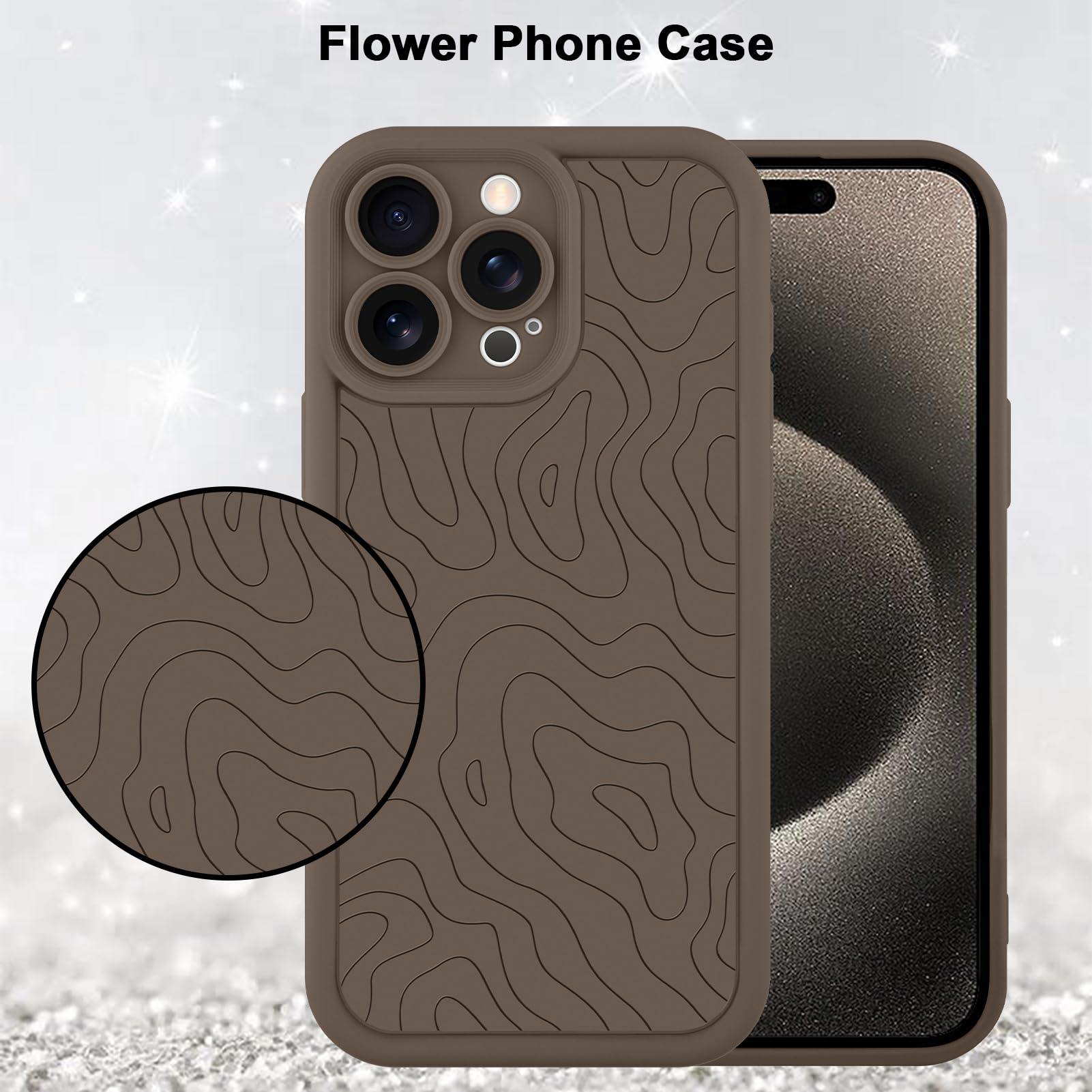 Foto 6 pulgar | Funda De Teléfono Mzelq Para Iphone 15 Pro De Silicona A Prueba De Golpes - Marrón - Venta Internacional.