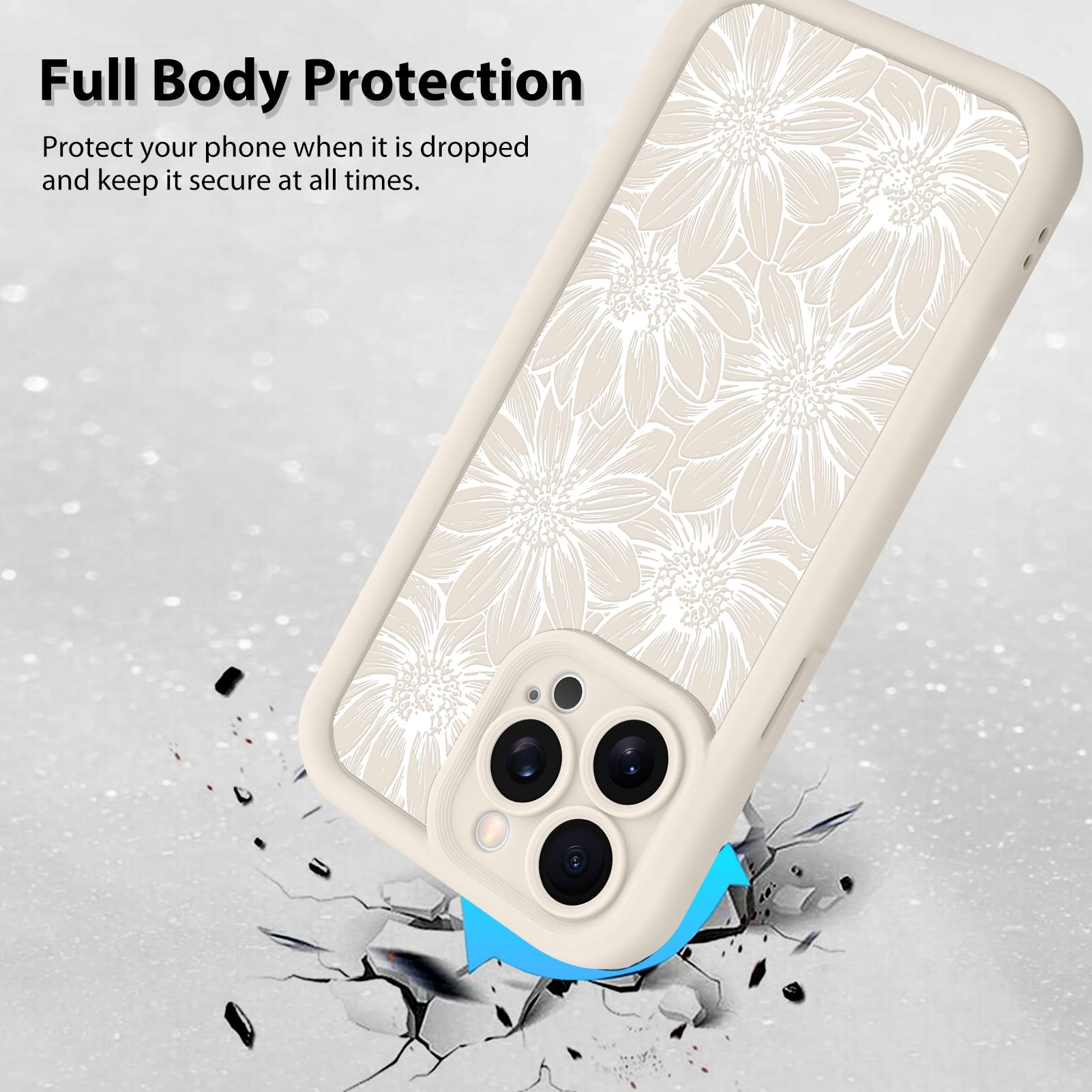 Foto 3 pulgar | Funda De Teléfono Mzelq Para Iphone 15 Pro De Silicona Con Estampado De Girasoles - Venta Internacional.