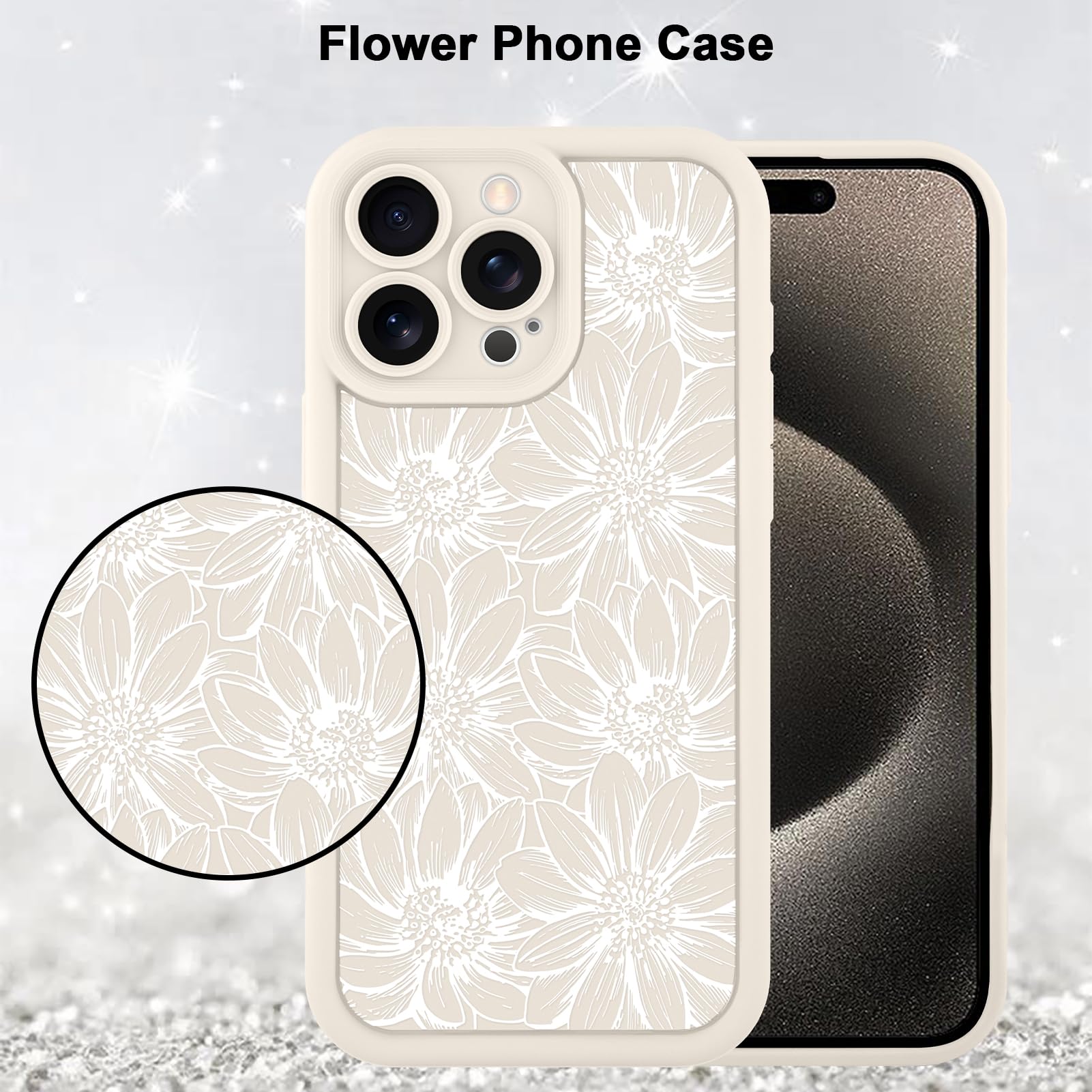 Foto 6 pulgar | Funda De Teléfono Mzelq Para Iphone 15 Pro De Silicona Con Estampado De Girasoles - Venta Internacional.