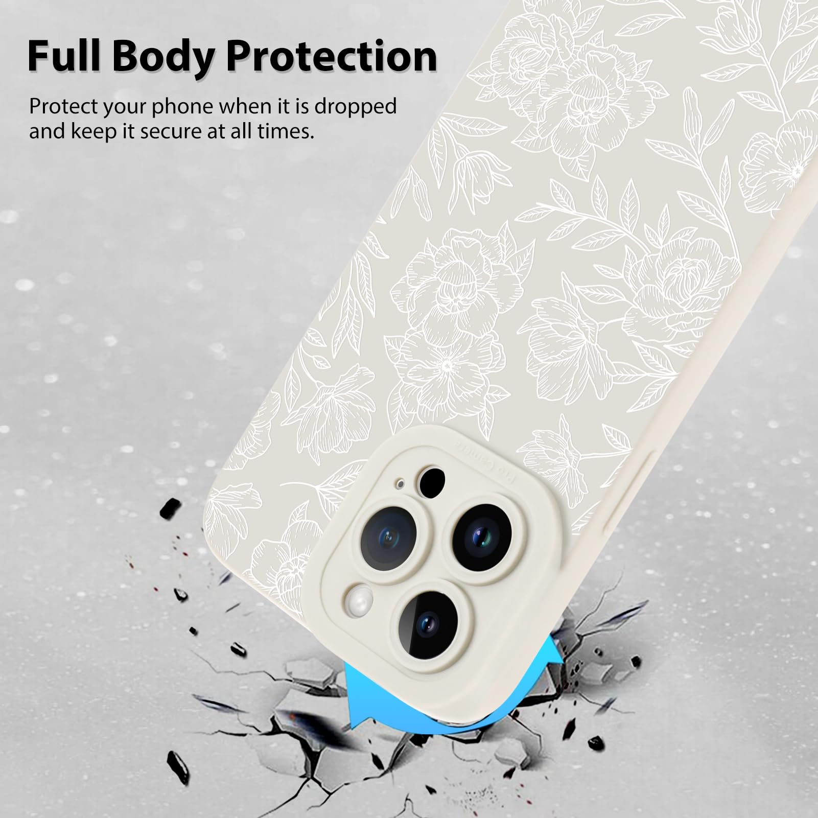 Foto 3 pulgar | Funda De Teléfono Mzelq Para Iphone 14 Pro Max De Silicona Con Estampado Floral Blanco - Venta Internacional.