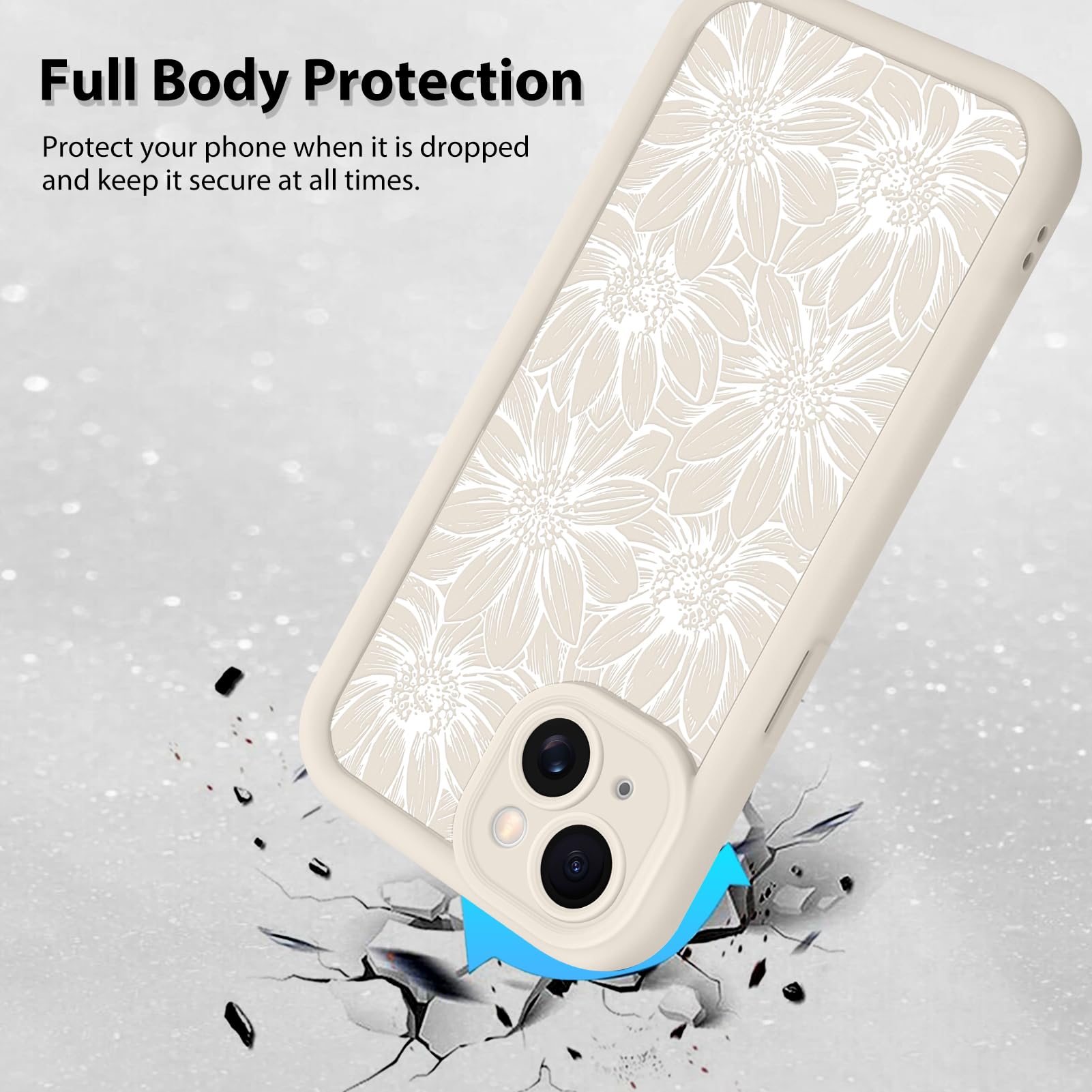 Foto 3 pulgar | Funda De Teléfono Mzelq Para Iphone 14 Pro De Silicona Con Estampado De Girasoles - Venta Internacional.