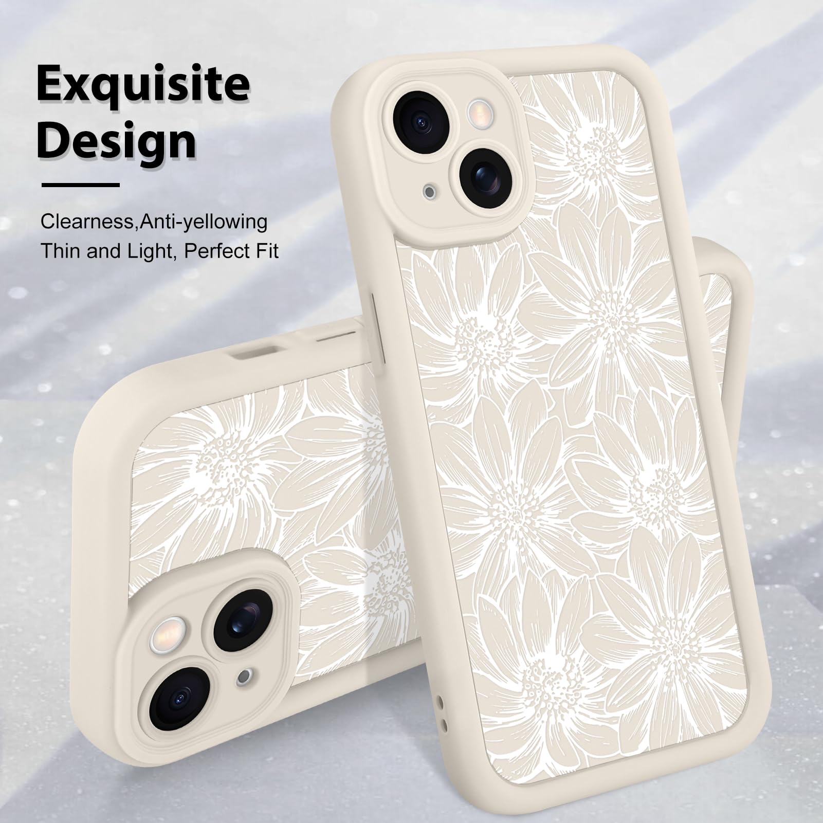 Foto 4 pulgar | Funda De Teléfono Mzelq Para Iphone 14 Pro De Silicona Con Estampado De Girasoles - Venta Internacional.