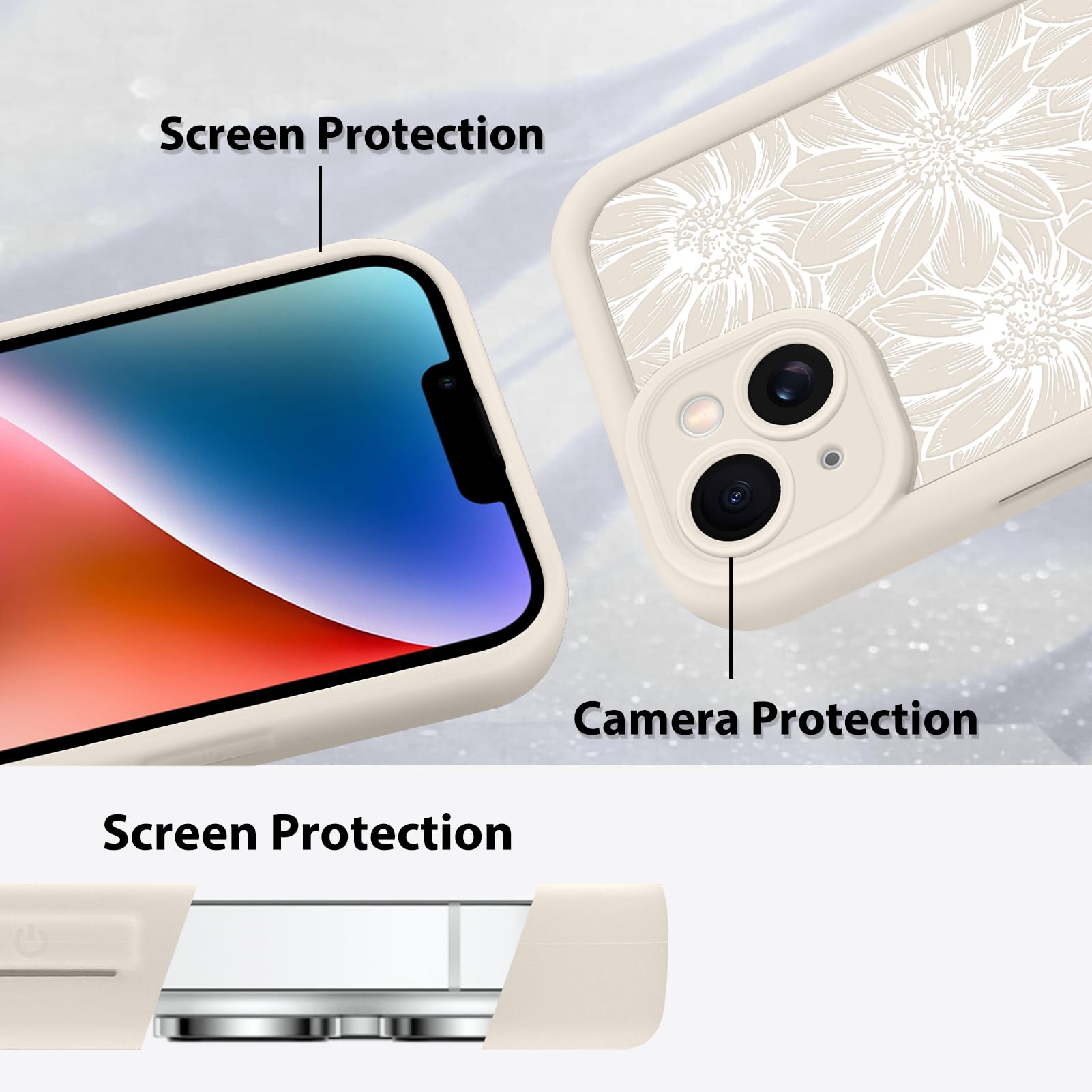 Foto 5 pulgar | Funda De Teléfono Mzelq Para Iphone 14 Pro De Silicona Con Estampado De Girasoles - Venta Internacional.