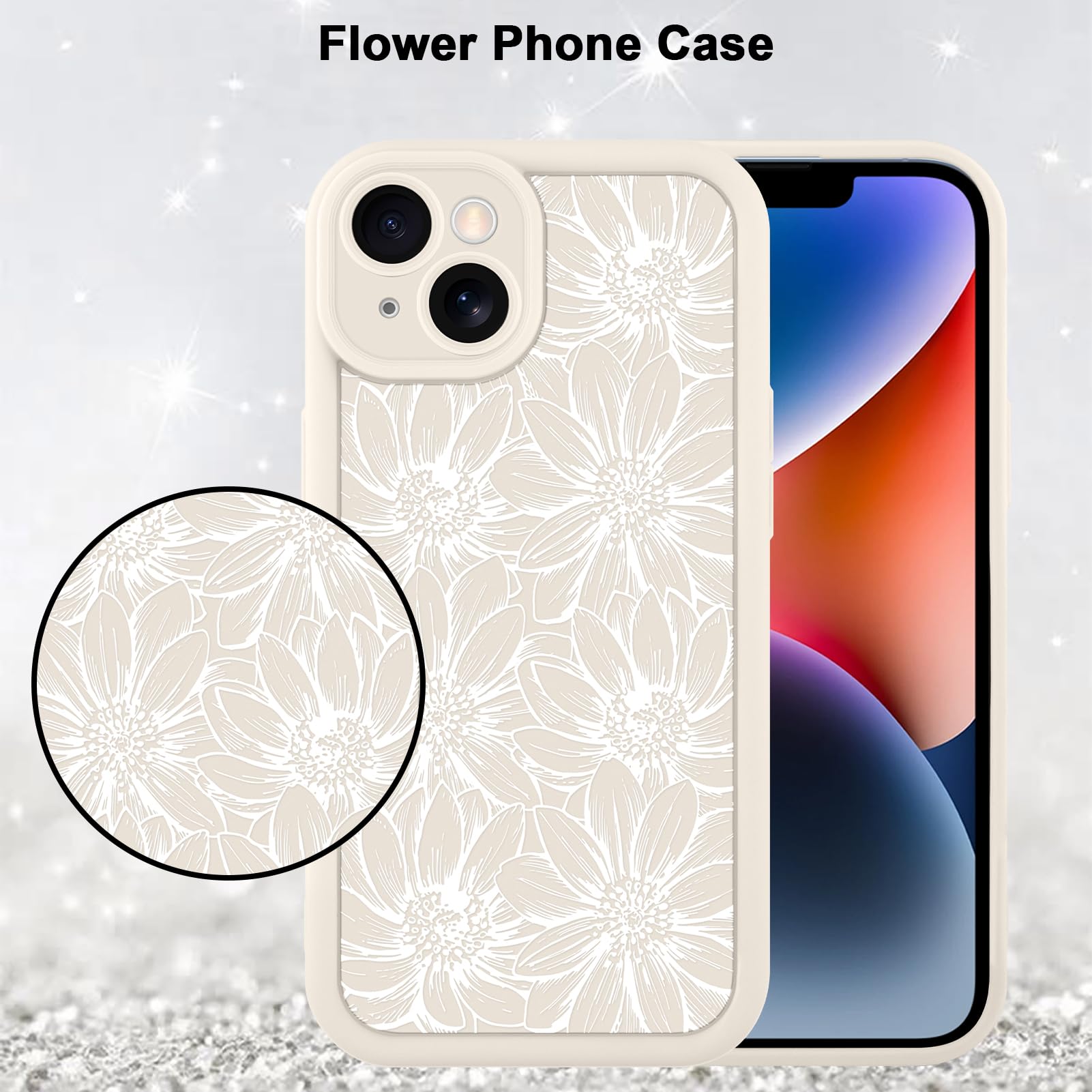 Foto 5 | Funda De Teléfono Mzelq Para Iphone 14 Pro De Silicona Con Estampado De Girasoles - Venta Internacional.