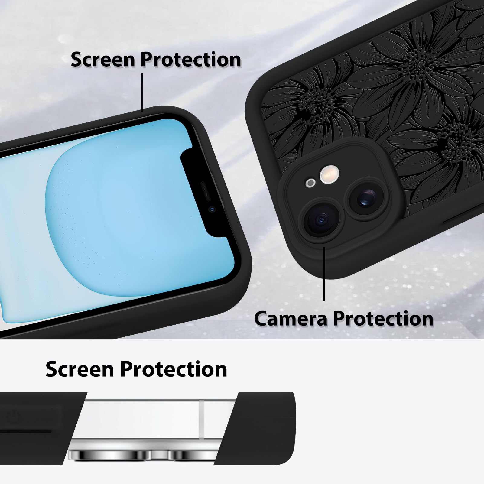 Foto 5 pulgar | Funda De Teléfono Mzelq Para Iphone 11 De Silicona Con Diseño Floral De Girasol - Venta Internacional.