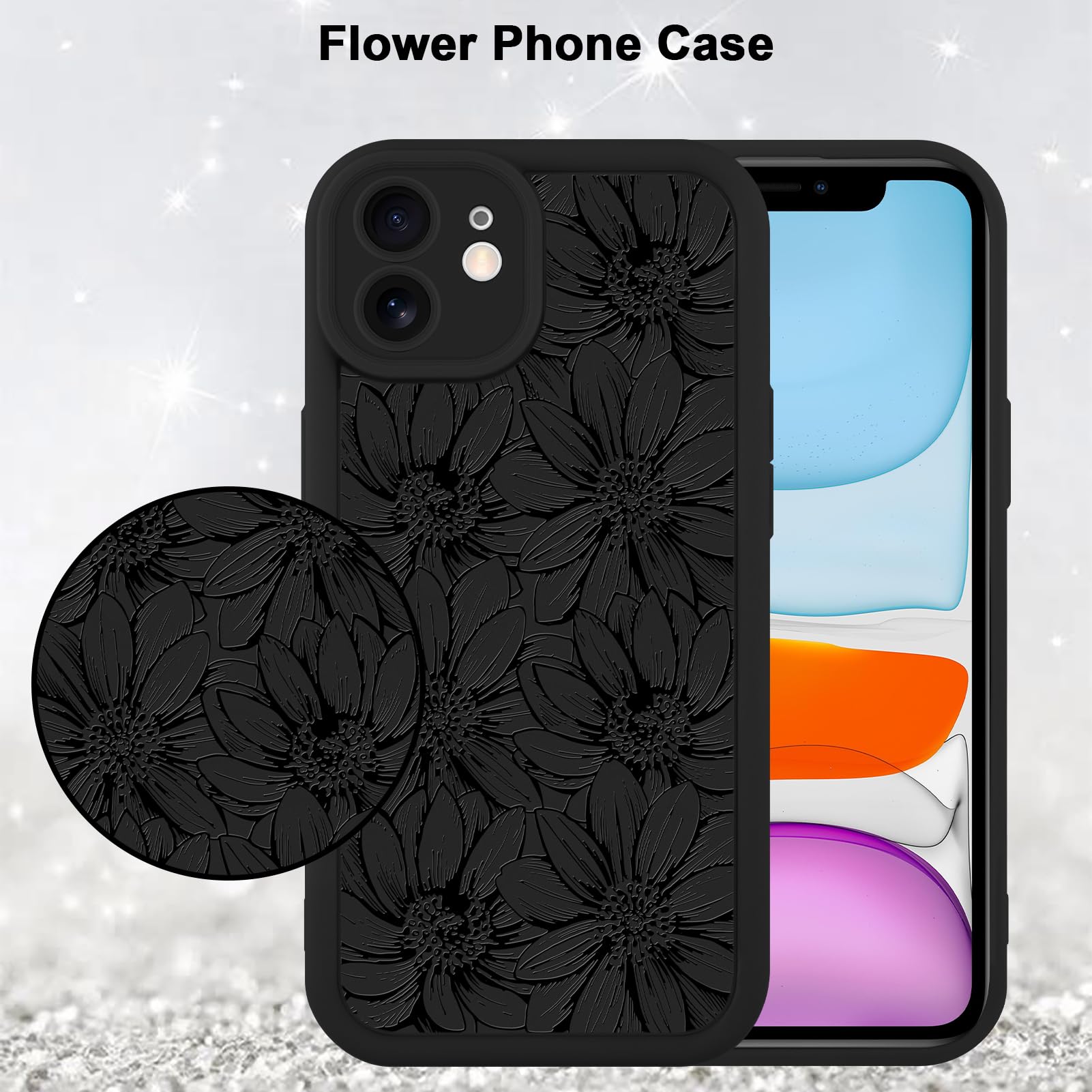 Foto 6 pulgar | Funda De Teléfono Mzelq Para Iphone 11 De Silicona Con Diseño Floral De Girasol - Venta Internacional.