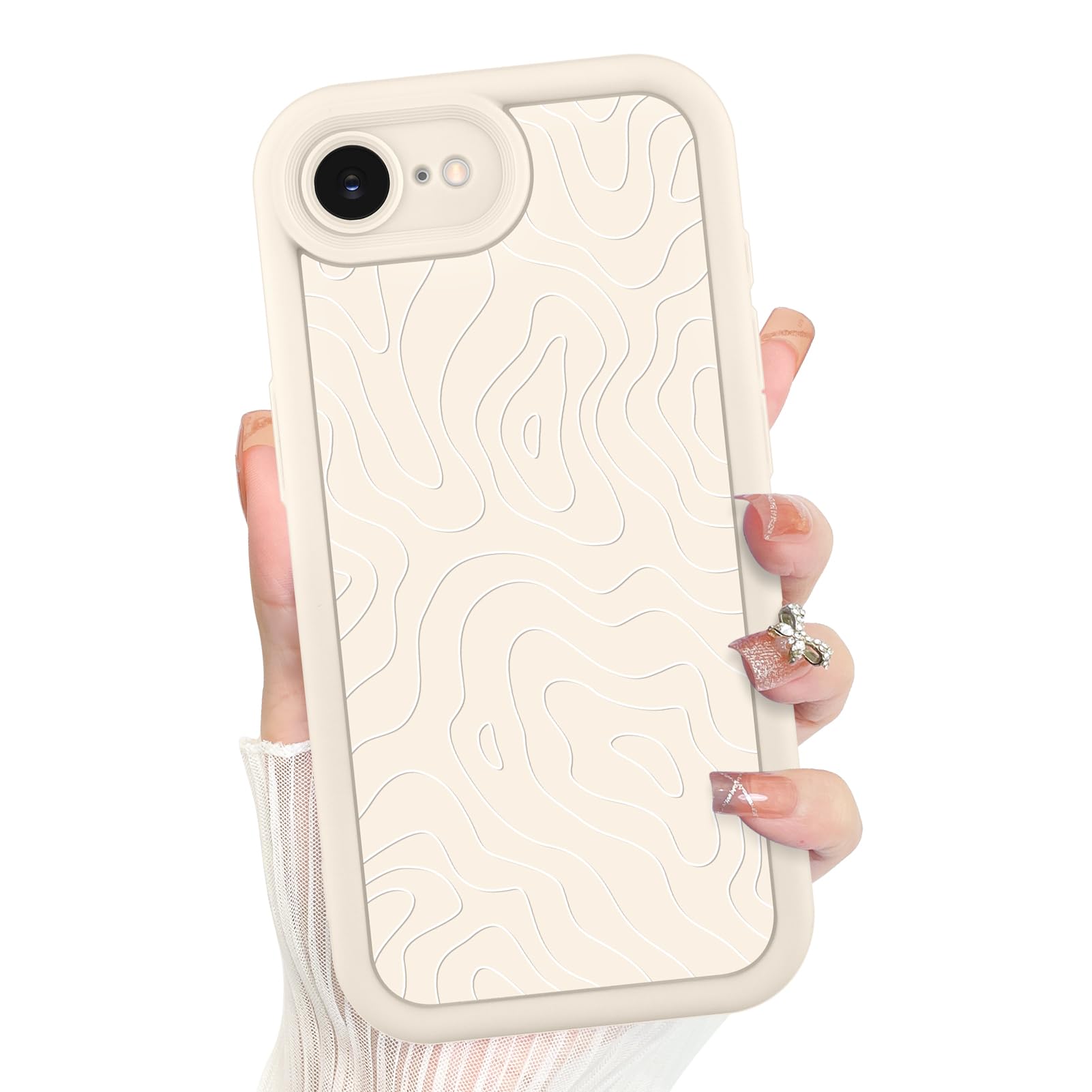 Foto 2 pulgar | Funda De Teléfono Mzelq Para Iphone 16e Silicone Wave Ripple White - Venta Internacional.