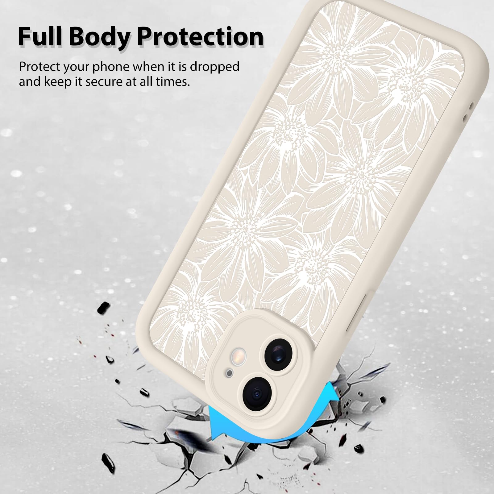 Foto 3 pulgar | Funda De Teléfono Mzelq Para Iphone 12 De Silicona Con Diseño Floral De Girasol - Venta Internacional.