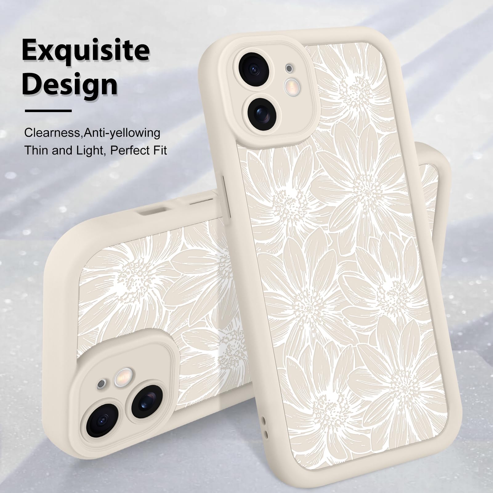 Foto 4 pulgar | Funda De Teléfono Mzelq Para Iphone 12 De Silicona Con Diseño Floral De Girasol - Venta Internacional.