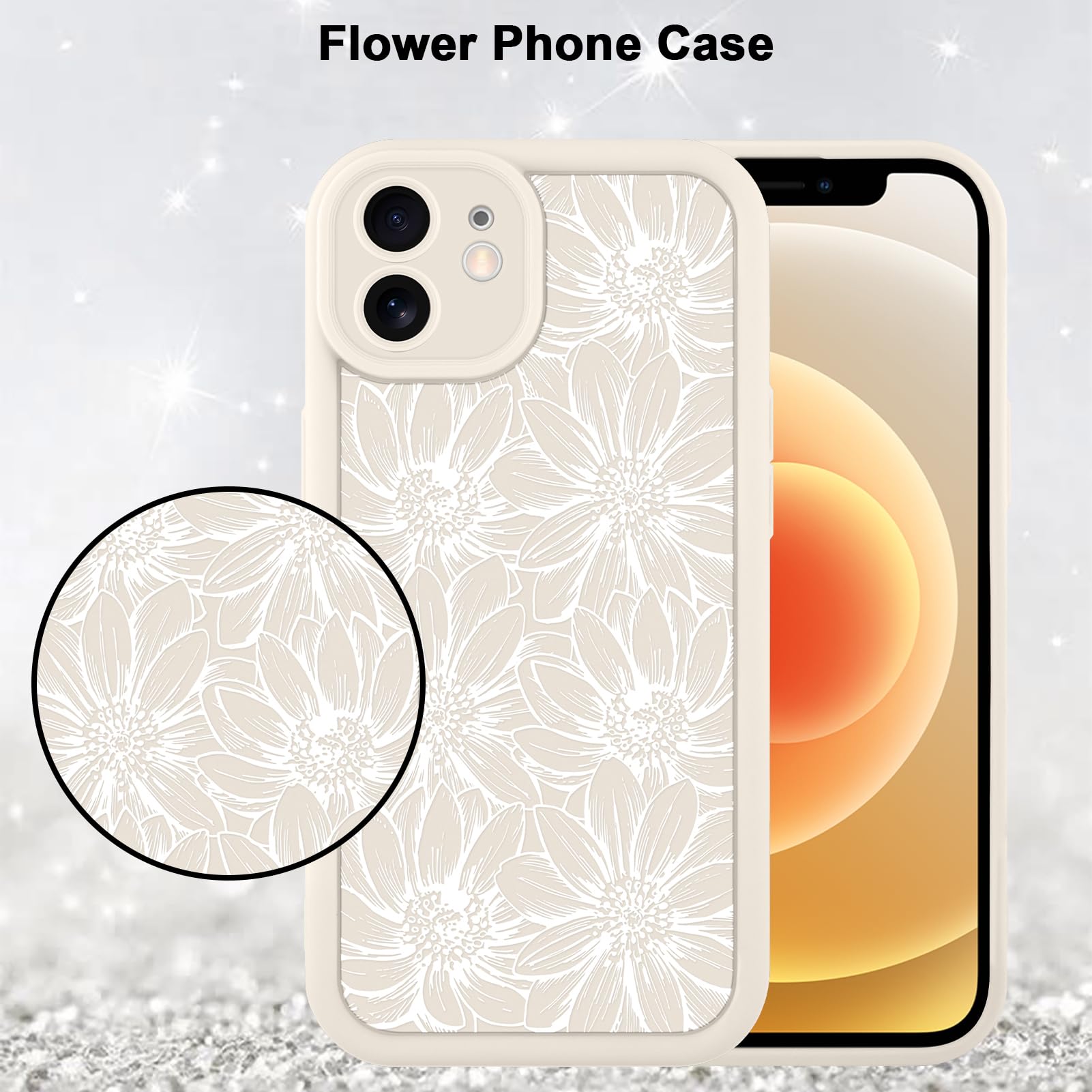 Foto 6 pulgar | Funda De Teléfono Mzelq Para Iphone 12 De Silicona Con Diseño Floral De Girasol - Venta Internacional.