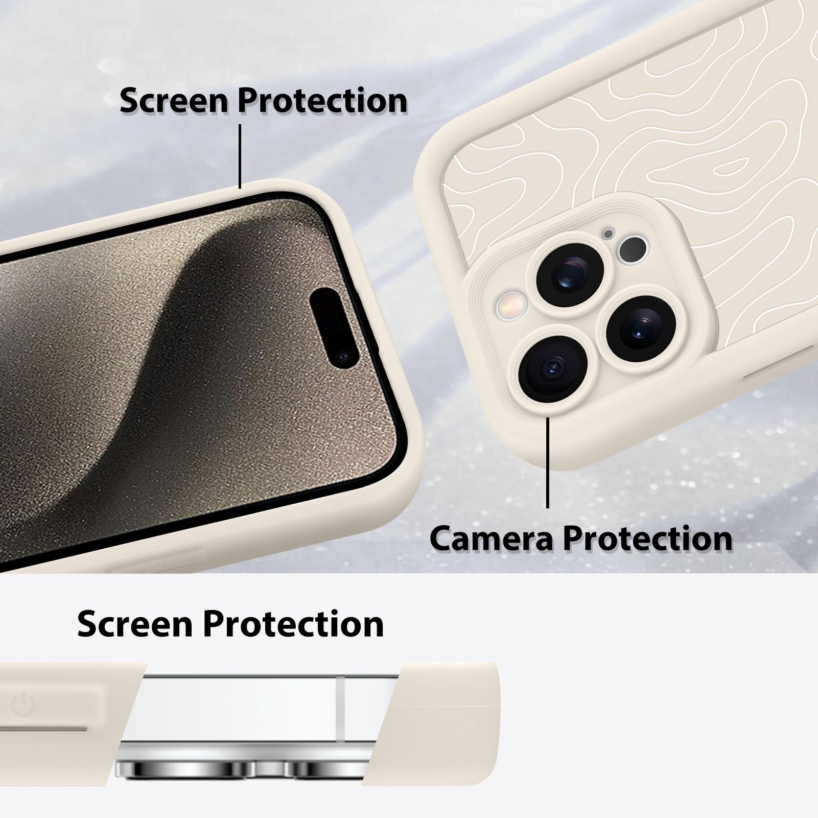 Foto 5 pulgar | Funda De Teléfono Mzelq Para Iphone 15 Pro De Silicona A Prueba De Golpes - Blanca - Venta Internacional.