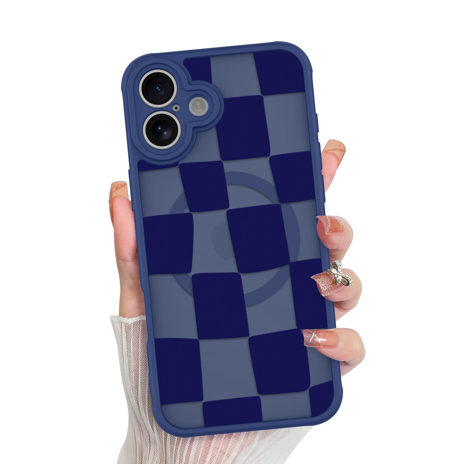 Funda De Teléfono Kanghar Para Iphone 16 Plus A Cuadros Azul - Venta Internacional.