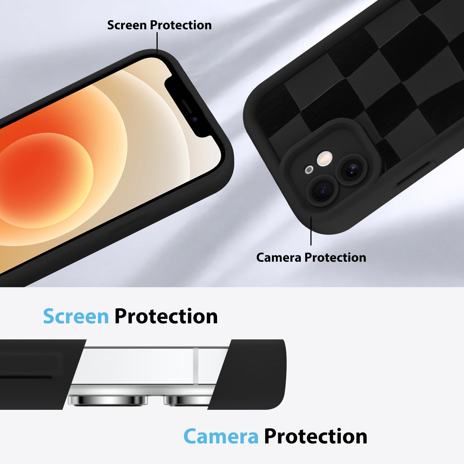 Foto 5 | Funda De Teléfono Kanghar Compatible Con Iphone 12 De Silicona Negra - Venta Internacional.
