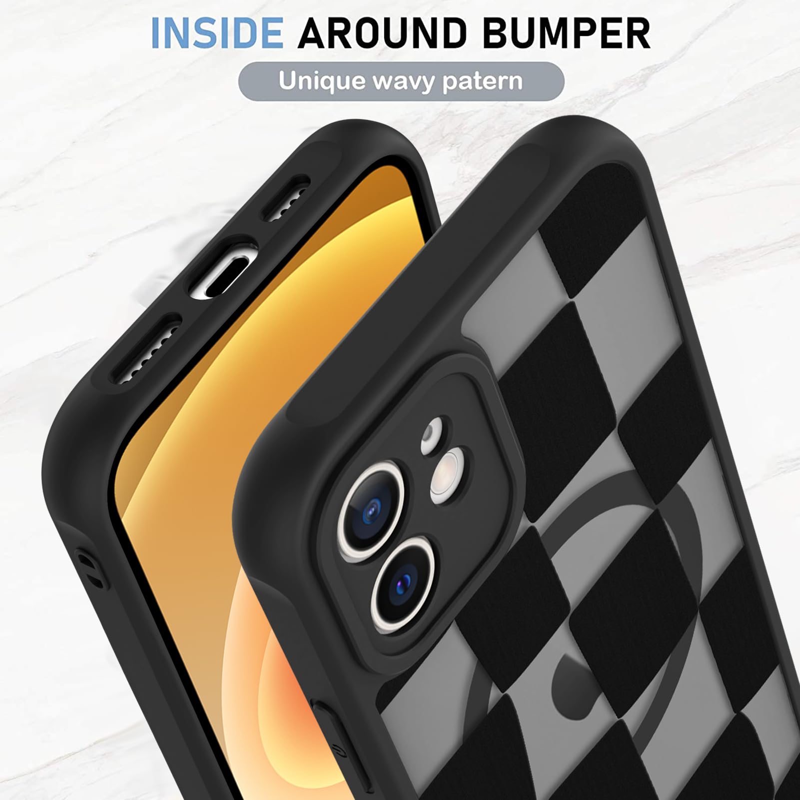 Foto 5 pulgar | Funda De Teléfono Kanghar Con Estética Mate A Cuadros Para Iphone 12 - Venta Internacional.