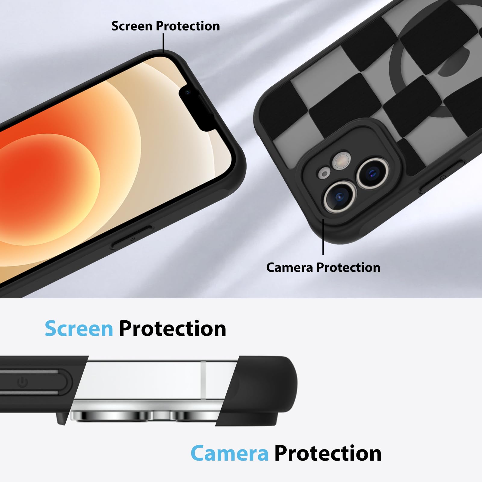 Foto 5 | Funda De Teléfono Kanghar Con Estética Mate A Cuadros Para Iphone 12 - Venta Internacional.